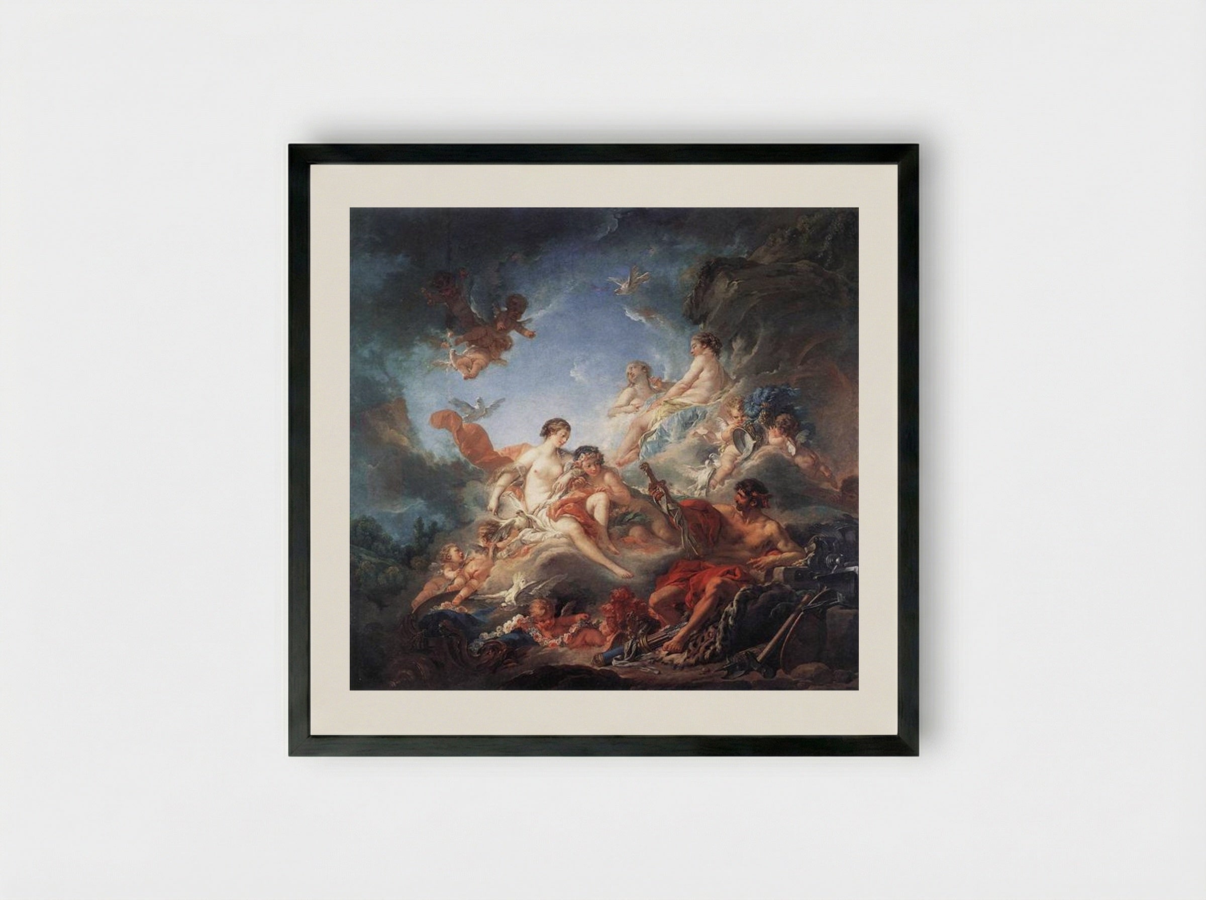 Vulcan Presenting Arms to Venus for Aeneas - François Boucher - Framed Print Black