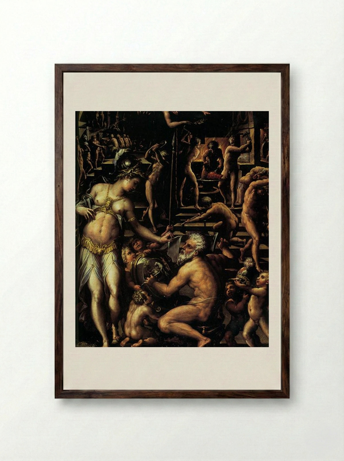 Vulcan's Forge - Giorgio Vasari - Framed Print Dark Wood