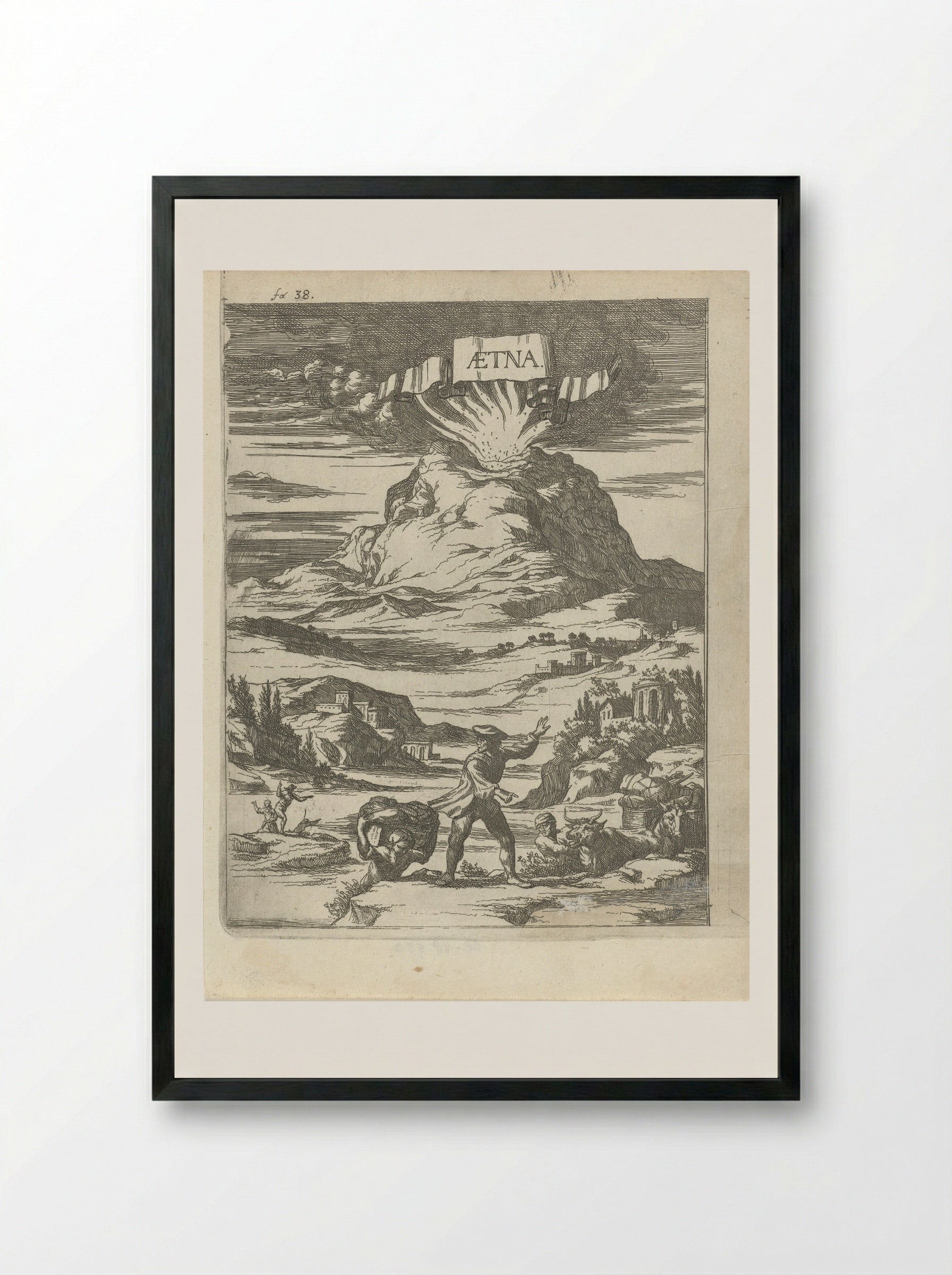 Vulkaanuitbarsting - Arnold Houbraken - Framed Print Black