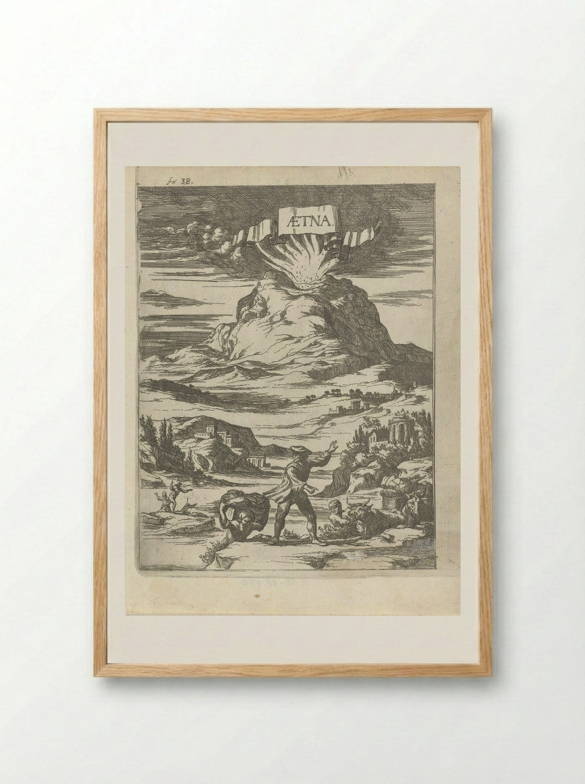 Vulkaanuitbarsting - Arnold Houbraken - Framed Print Wood
