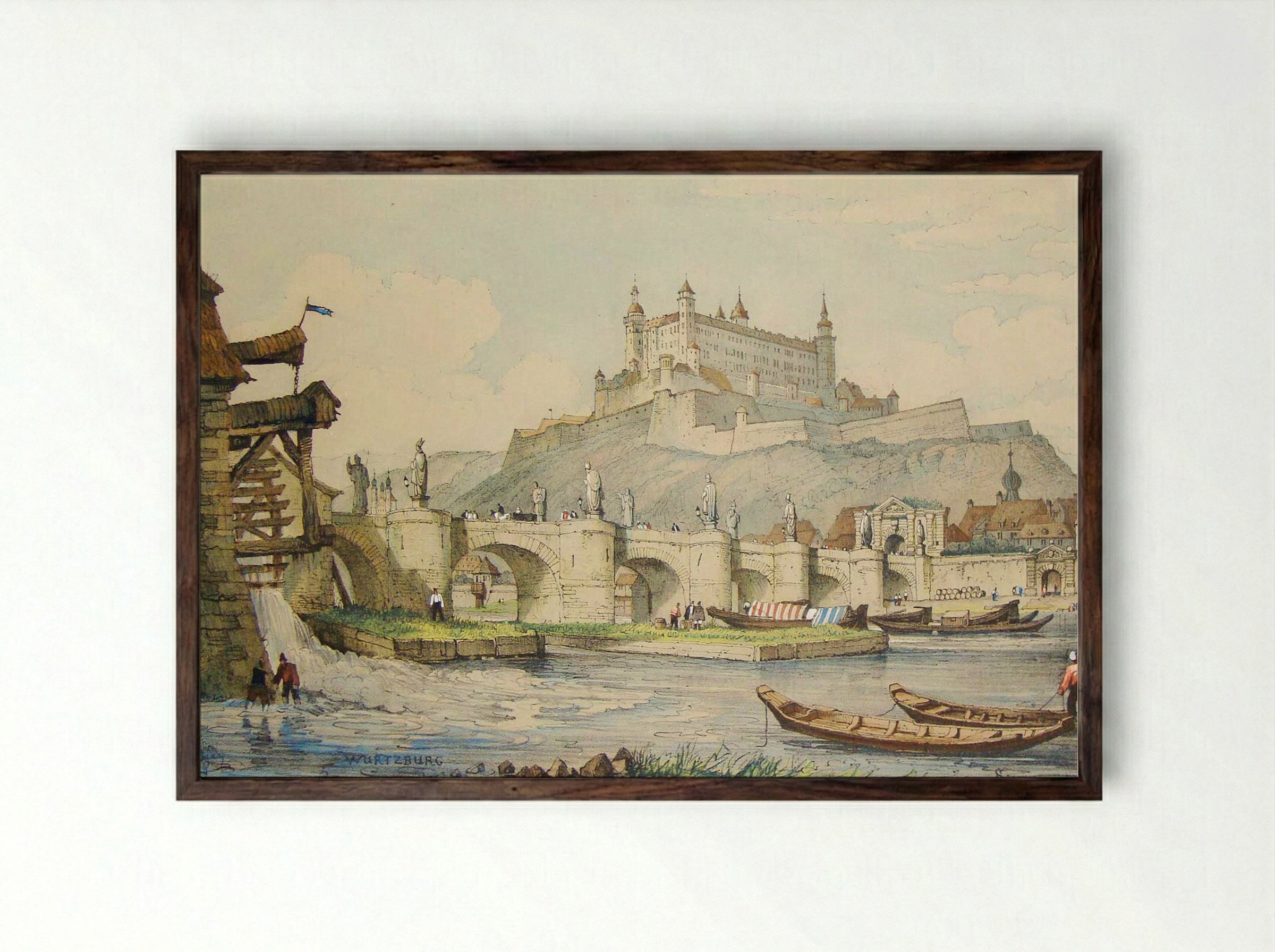 Würzburg - Samuel Prout - Framed Print Dark Wood