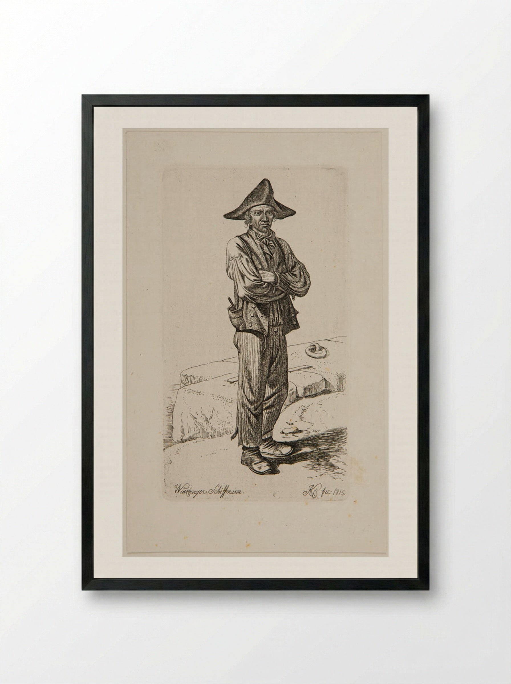 Würzburger Schiffmann - Johann Adam Klein - Framed Print Black