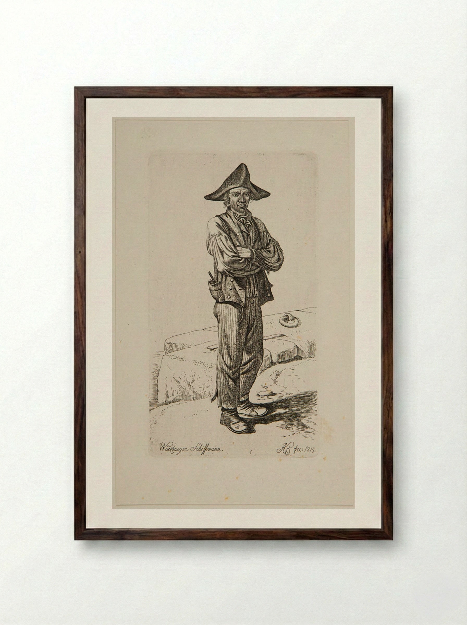 Würzburger Schiffmann - Johann Adam Klein - Framed Print Dark Wood