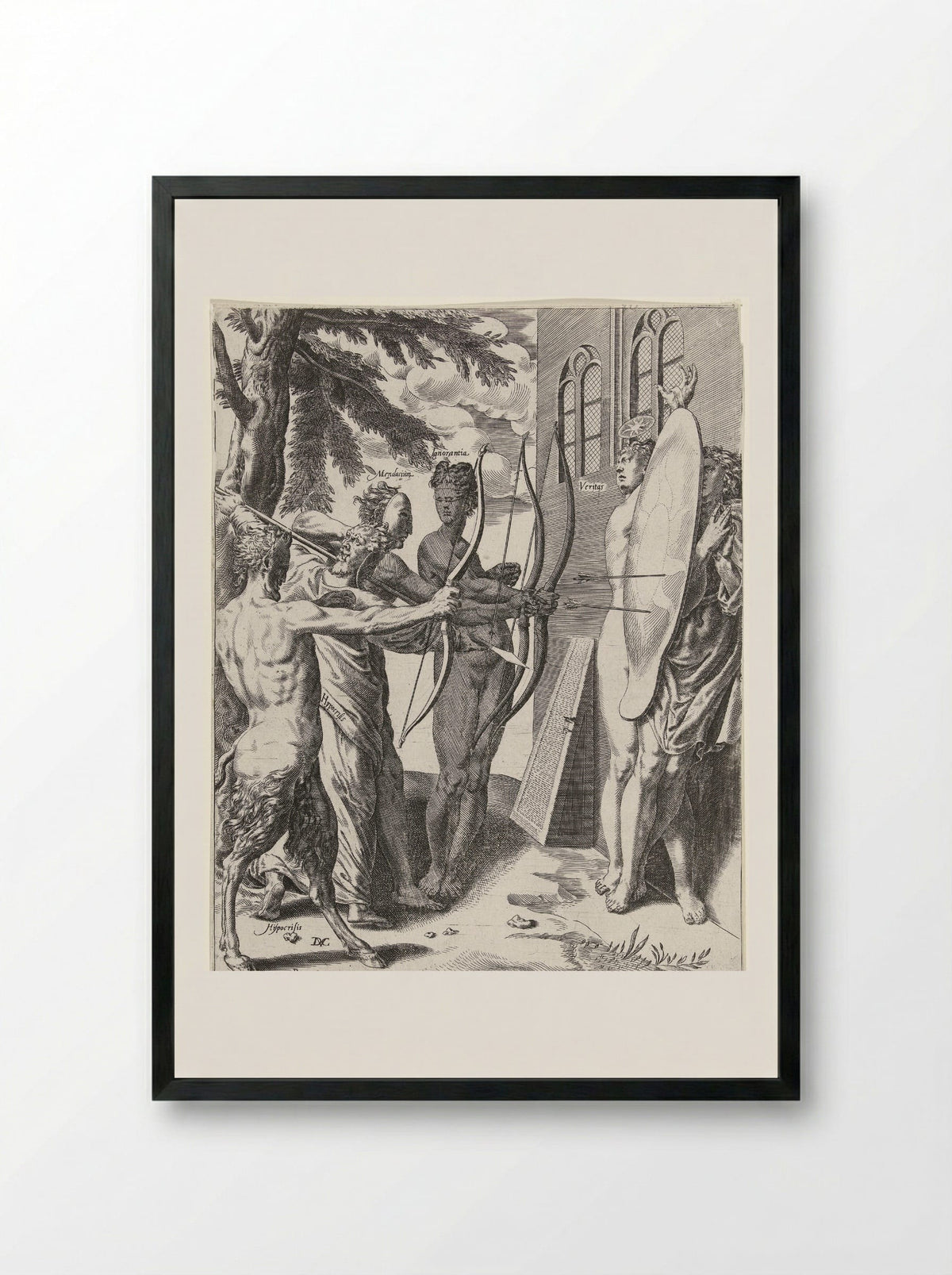 Waarheid beschermt de gelovige tegen al het kwaad - Hendrick Hondius (I) - Framed Print Black