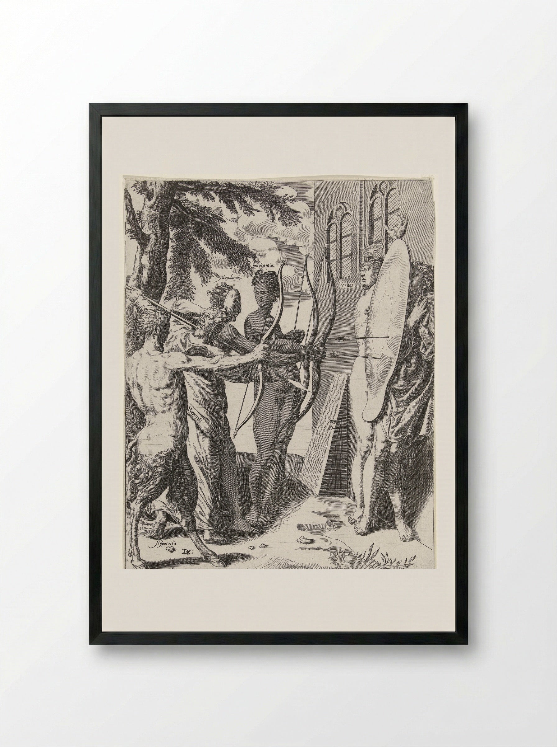 Waarheid beschermt de gelovige tegen al het kwaad - Hendrick Hondius (I) - Framed Print Black