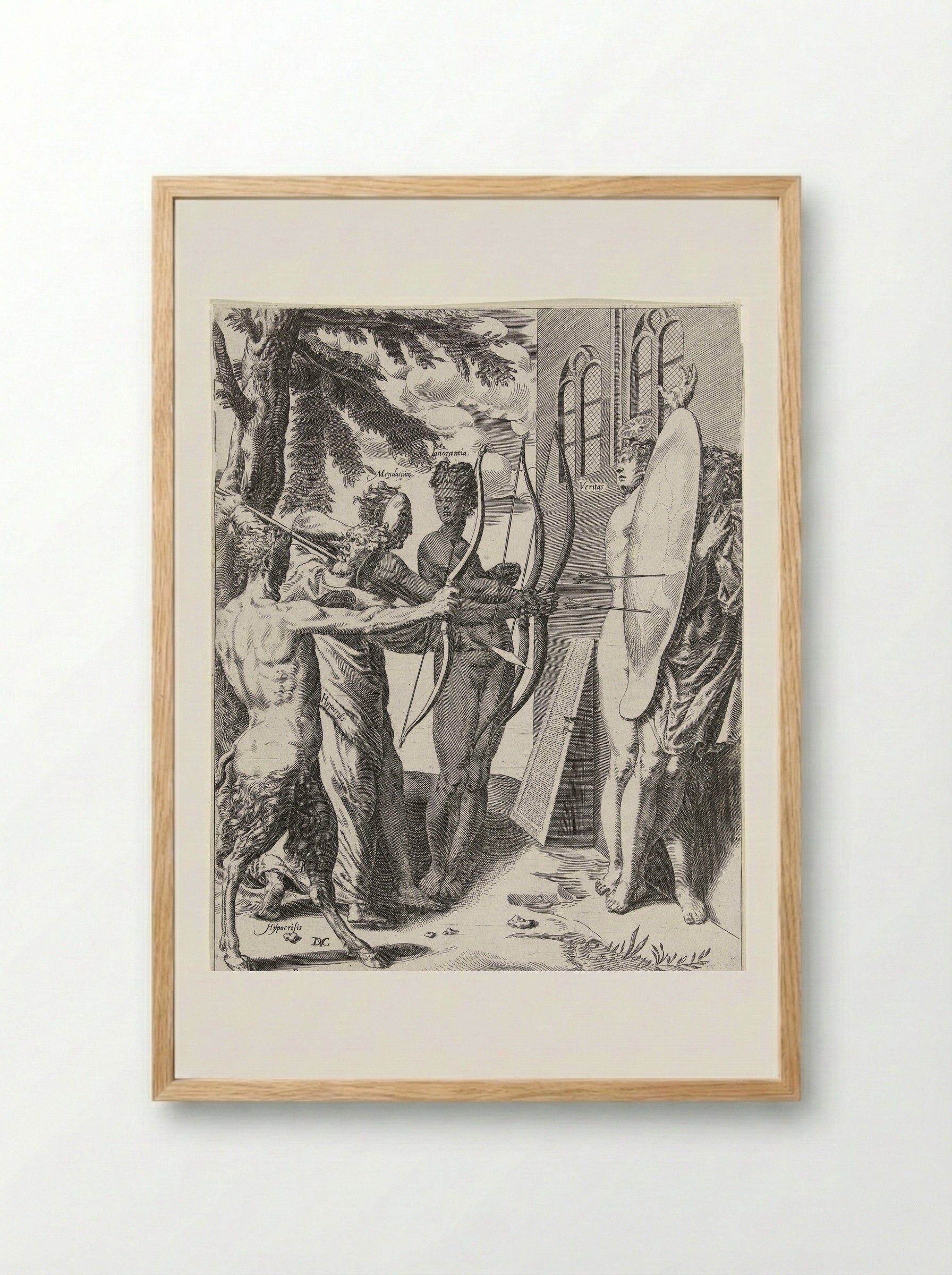 Waarheid beschermt de gelovige tegen al het kwaad - Hendrick Hondius (I) - Framed Print Wood
