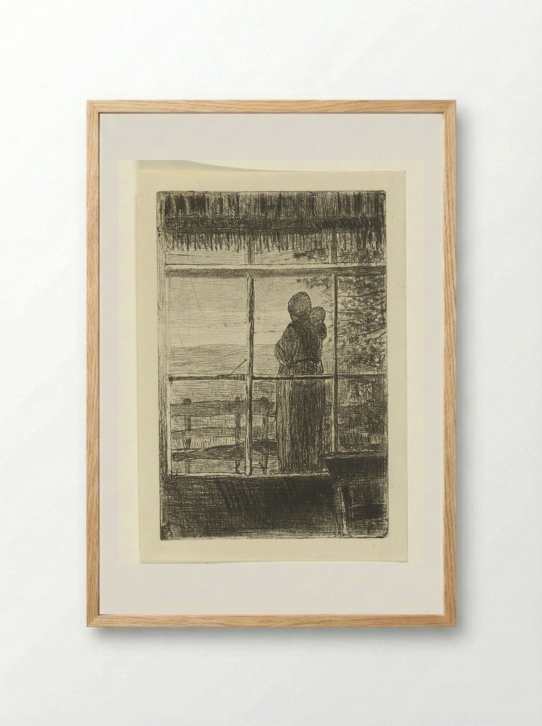 Wachtende vrouw met kind - Jozef Israëls - Framed Print Wood