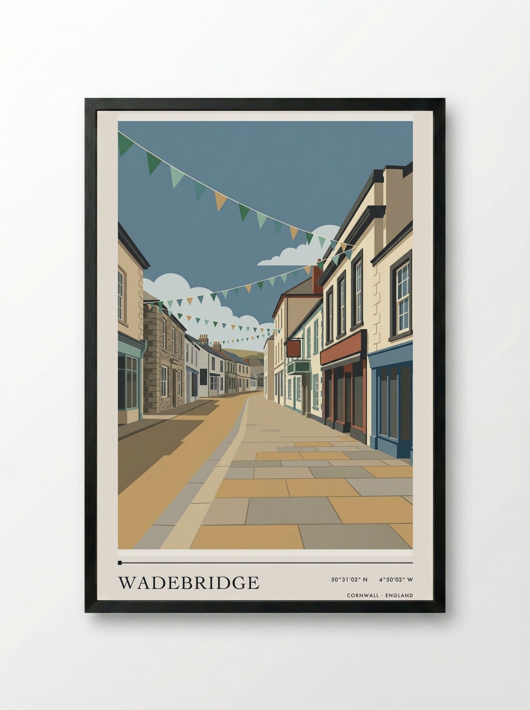 Wadebridge Cornwall England Travel Poster - Framed Print Black
