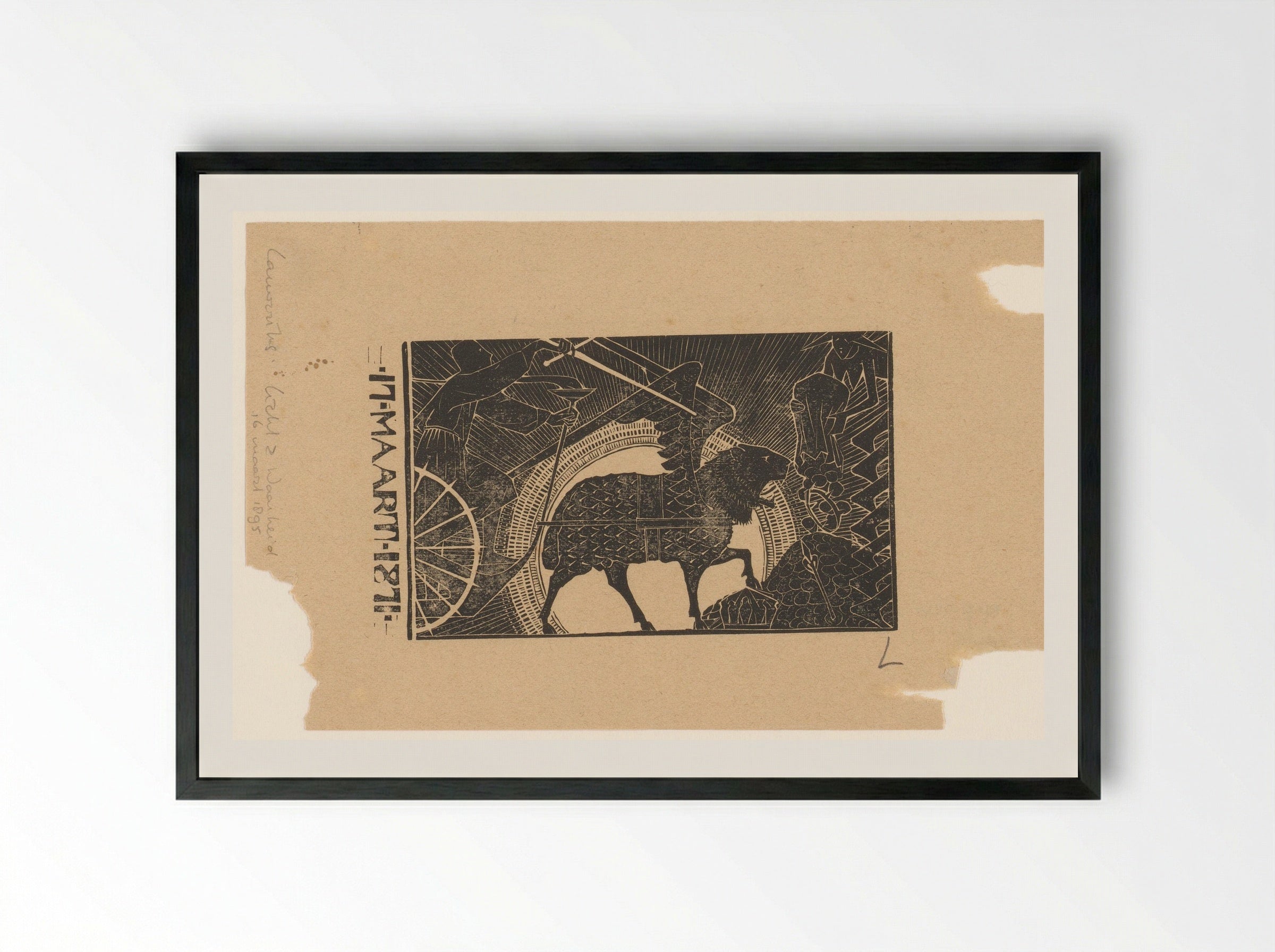 Wagen getrokken door Chimaera - Mathieu Lauweriks - Framed Print Black