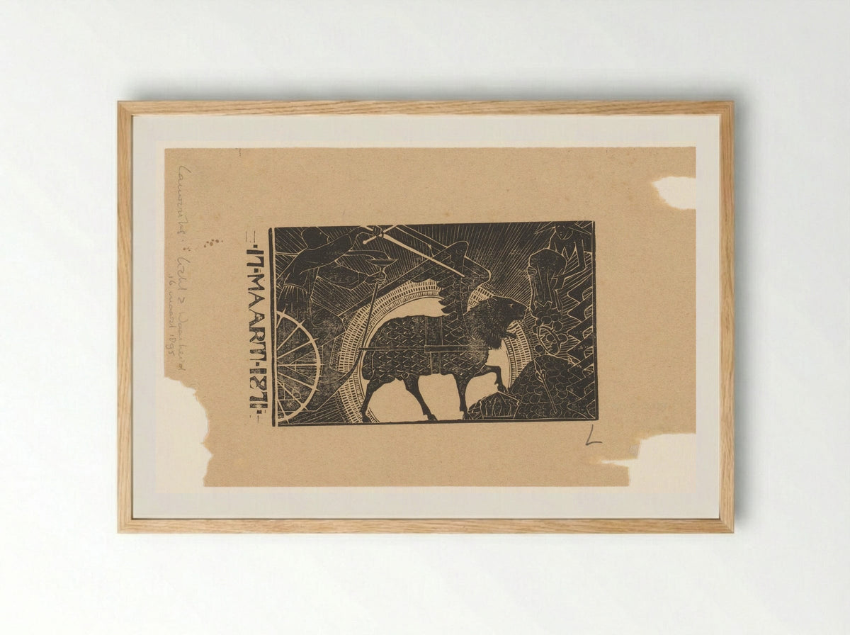 Wagen getrokken door Chimaera - Mathieu Lauweriks - Framed Print Wood
