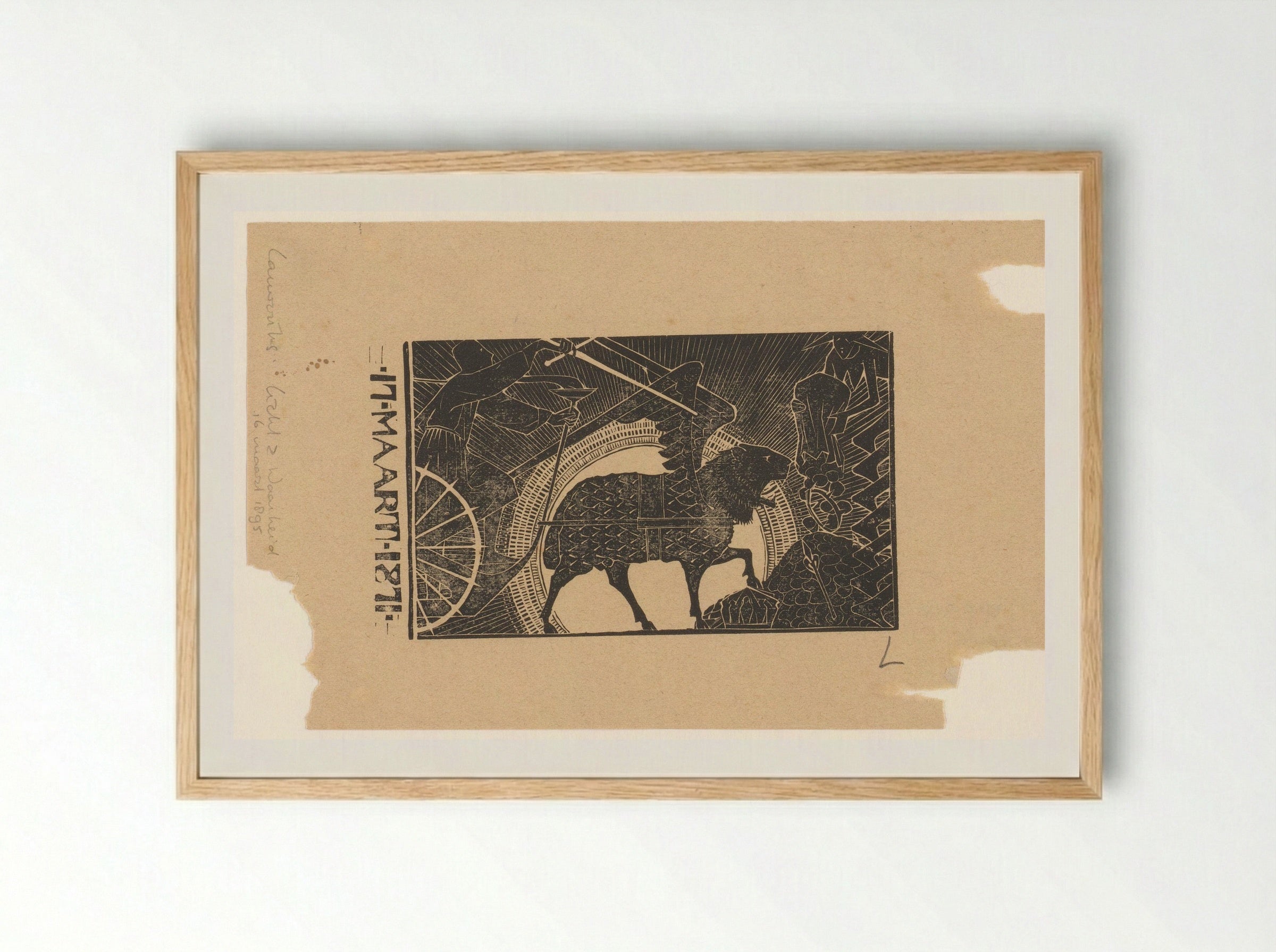 Wagen getrokken door Chimaera - Mathieu Lauweriks - Framed Print Wood