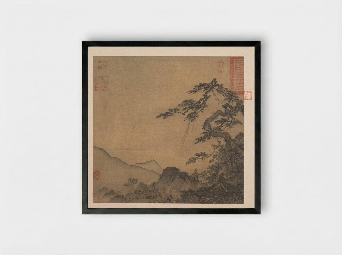 Waiting for Guests by Candlelight - Ma Lin - Framed Print Black