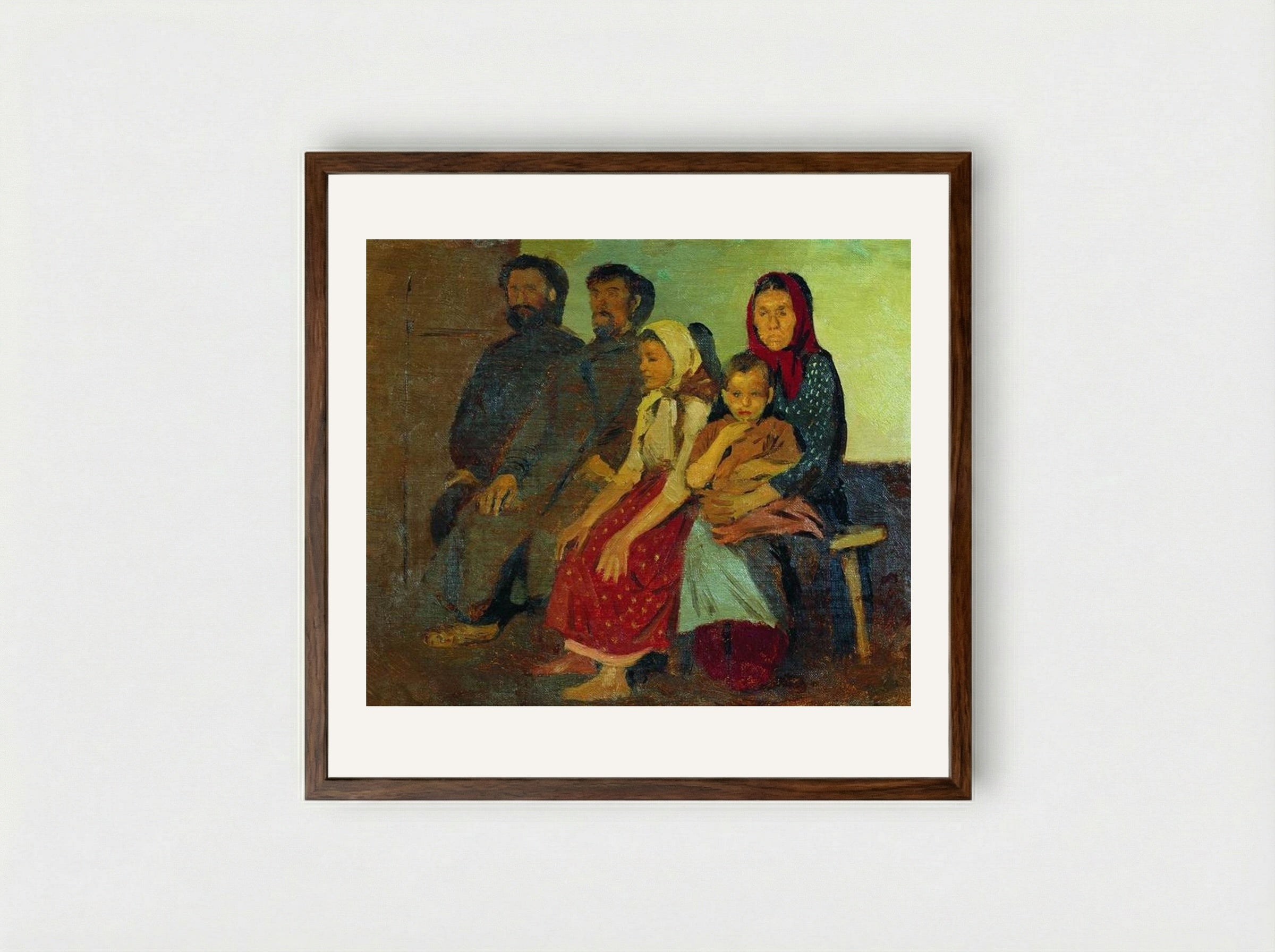 Waiting for Newlyweds from the Wedding in the Novgorod Province - Andrei Ryabushkin - Framed Print Dark Wood