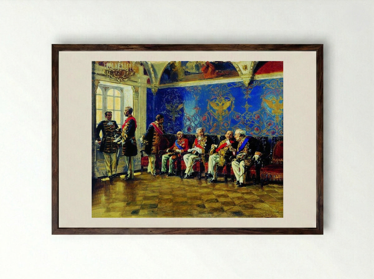 Waiting for an Audience - Vladimir Makovsky - Framed Print Dark Wood