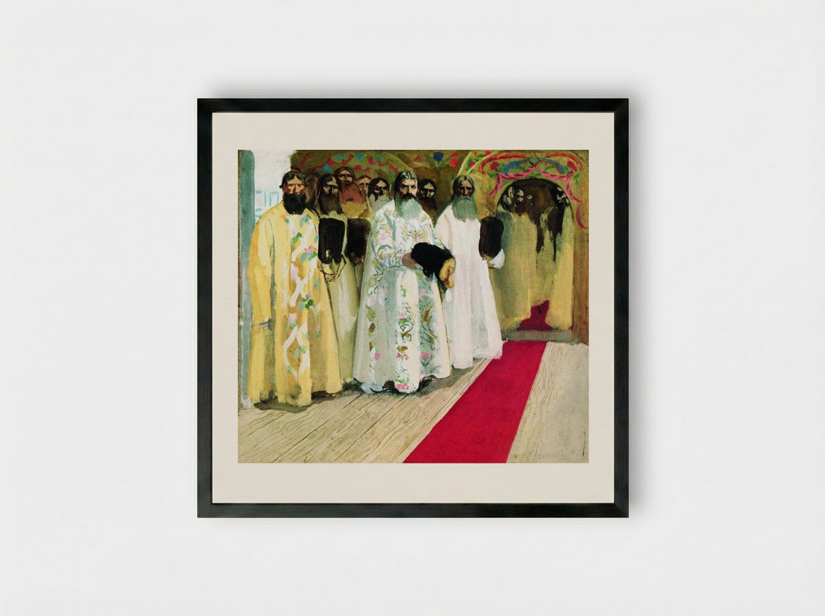 Waiting for the Tzar - Andrei Ryabushkin - Framed Print Black