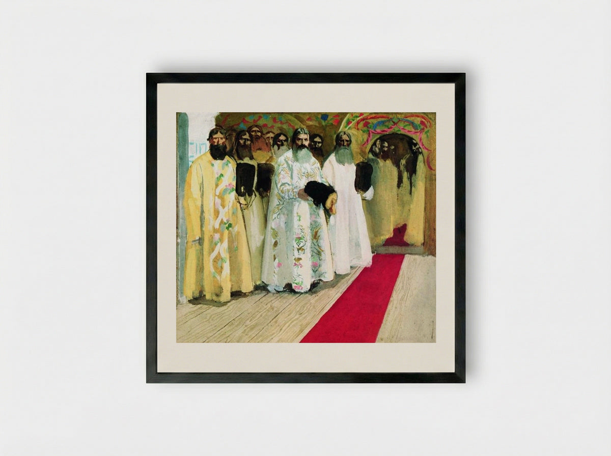 Waiting for the Tzar - Andrei Ryabushkin - Framed Print Black