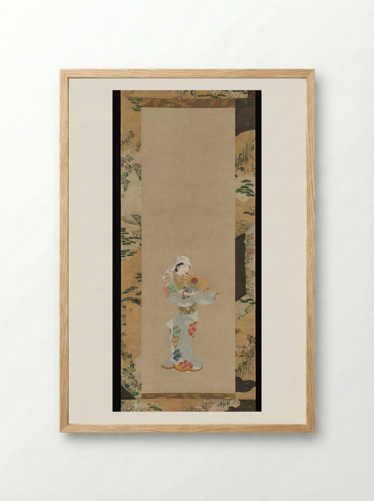 Wakashu (Male Youth) Dancer with a Fan - Fine Art Print - Framed Print Wood