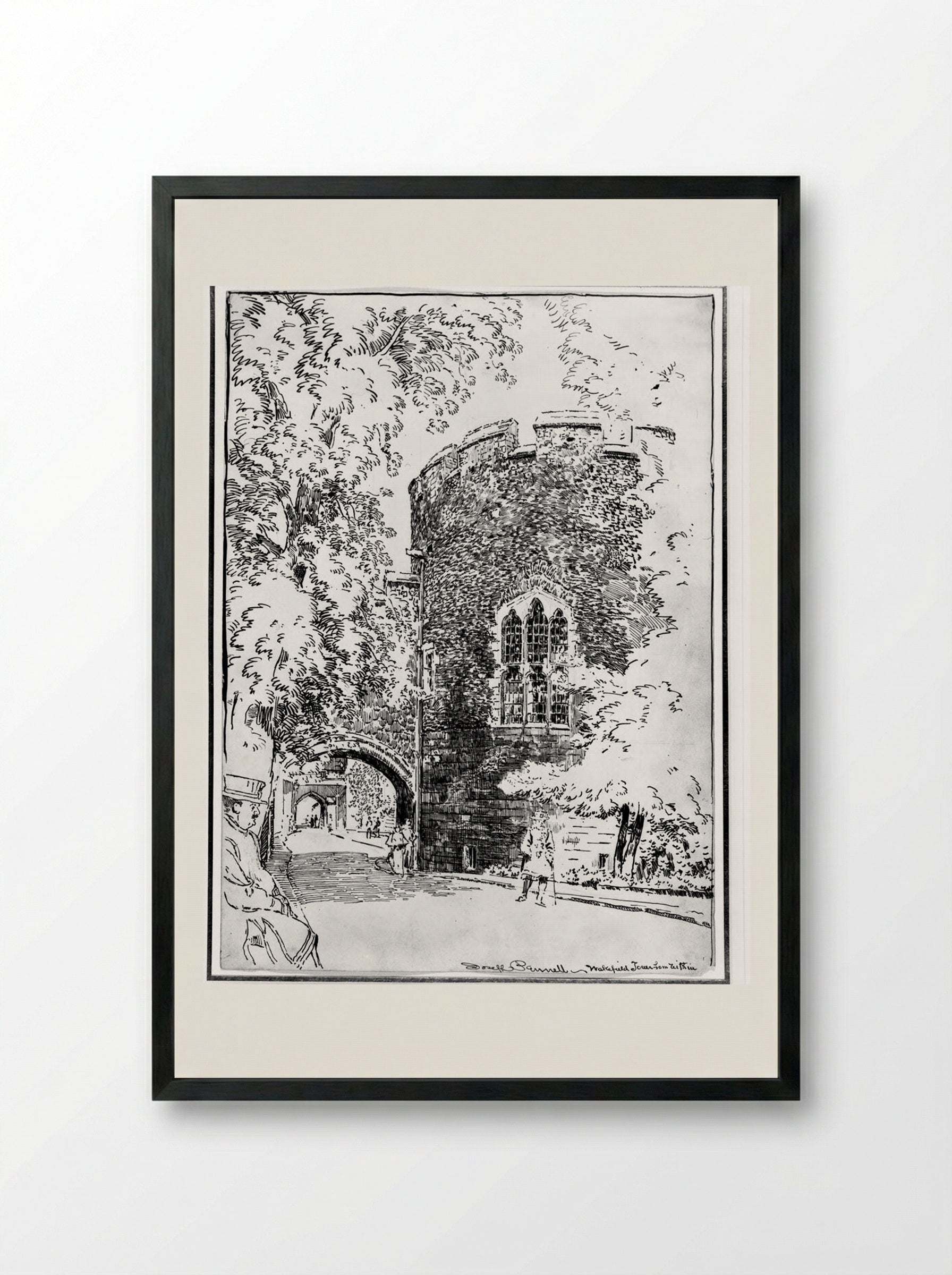 Wakefield Tower from Within - Joseph Pennell - Framed Print Black