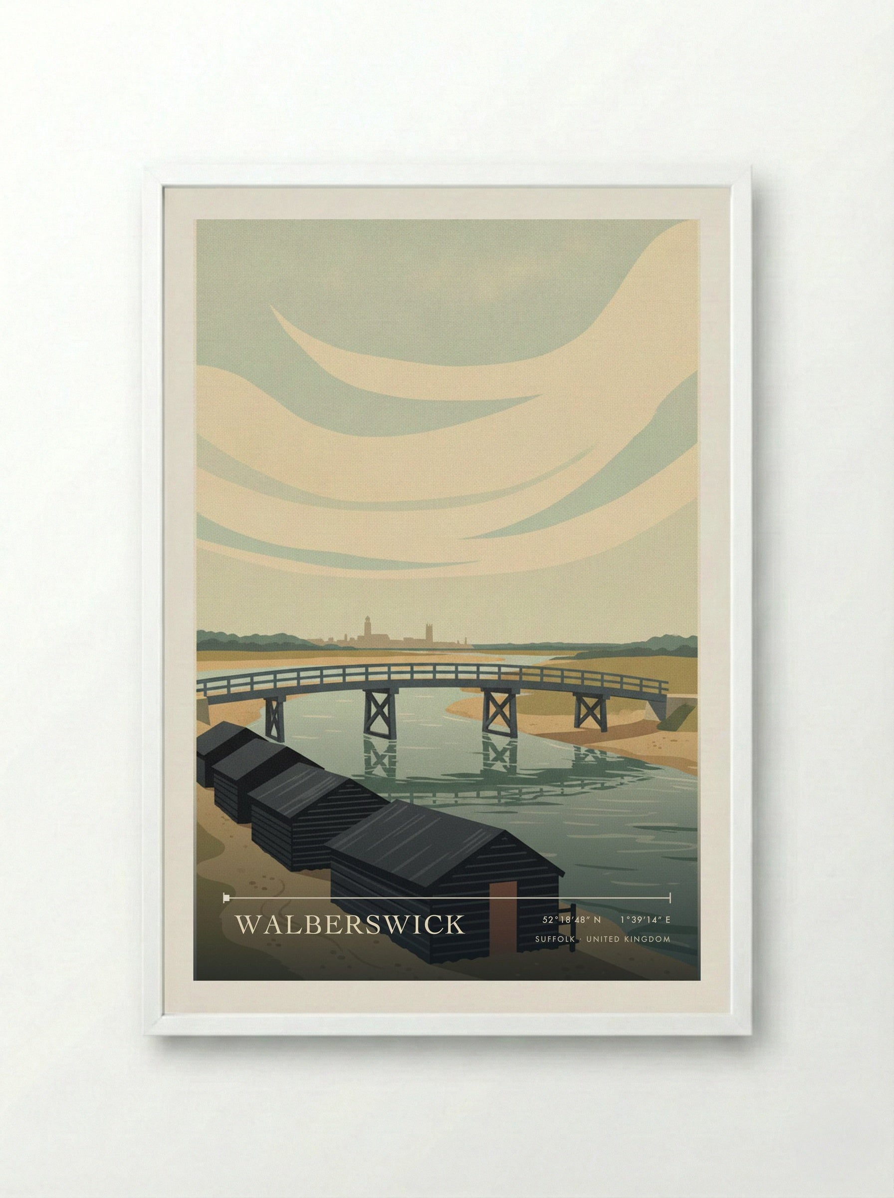 Walberswick Suffolk United Kingdom Travel Poster - Framed Print White