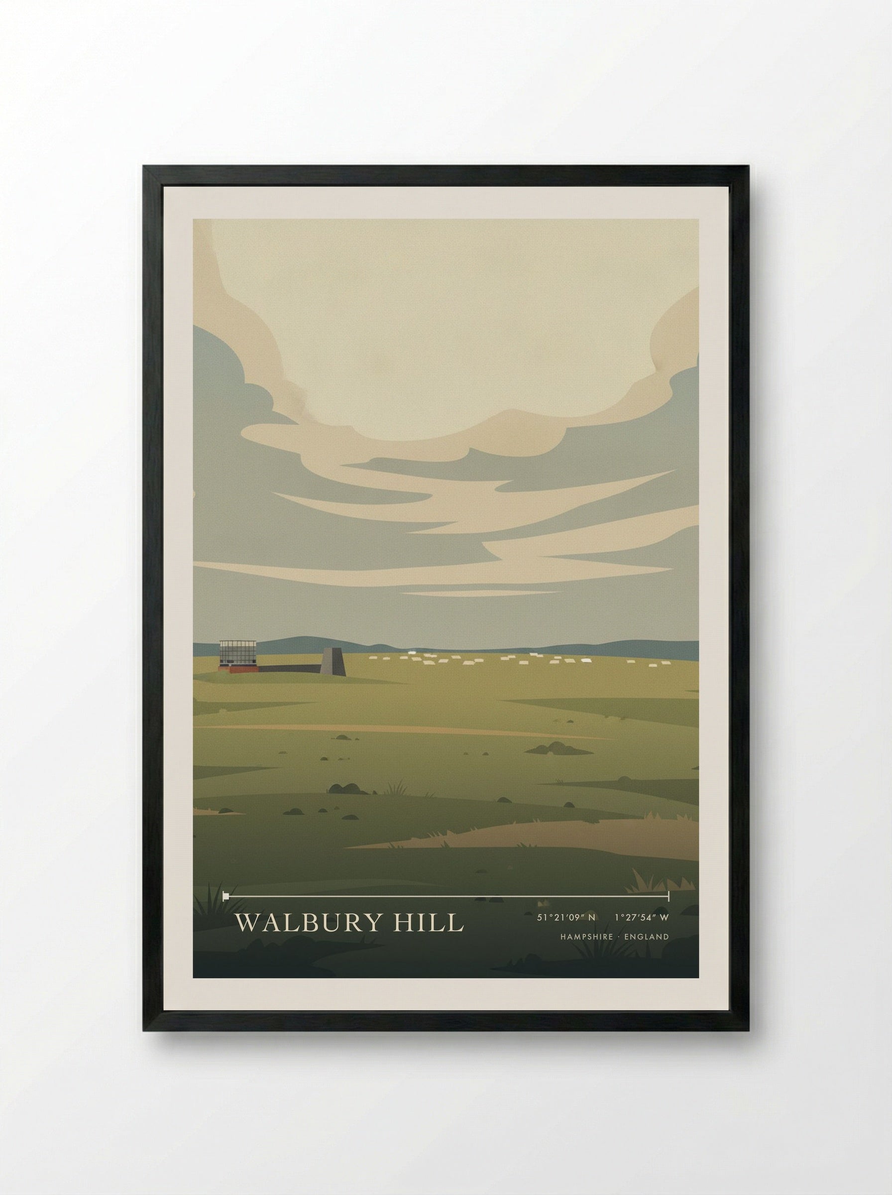 Walbury Hill Hampshire England Travel Poster - Framed Print Black
