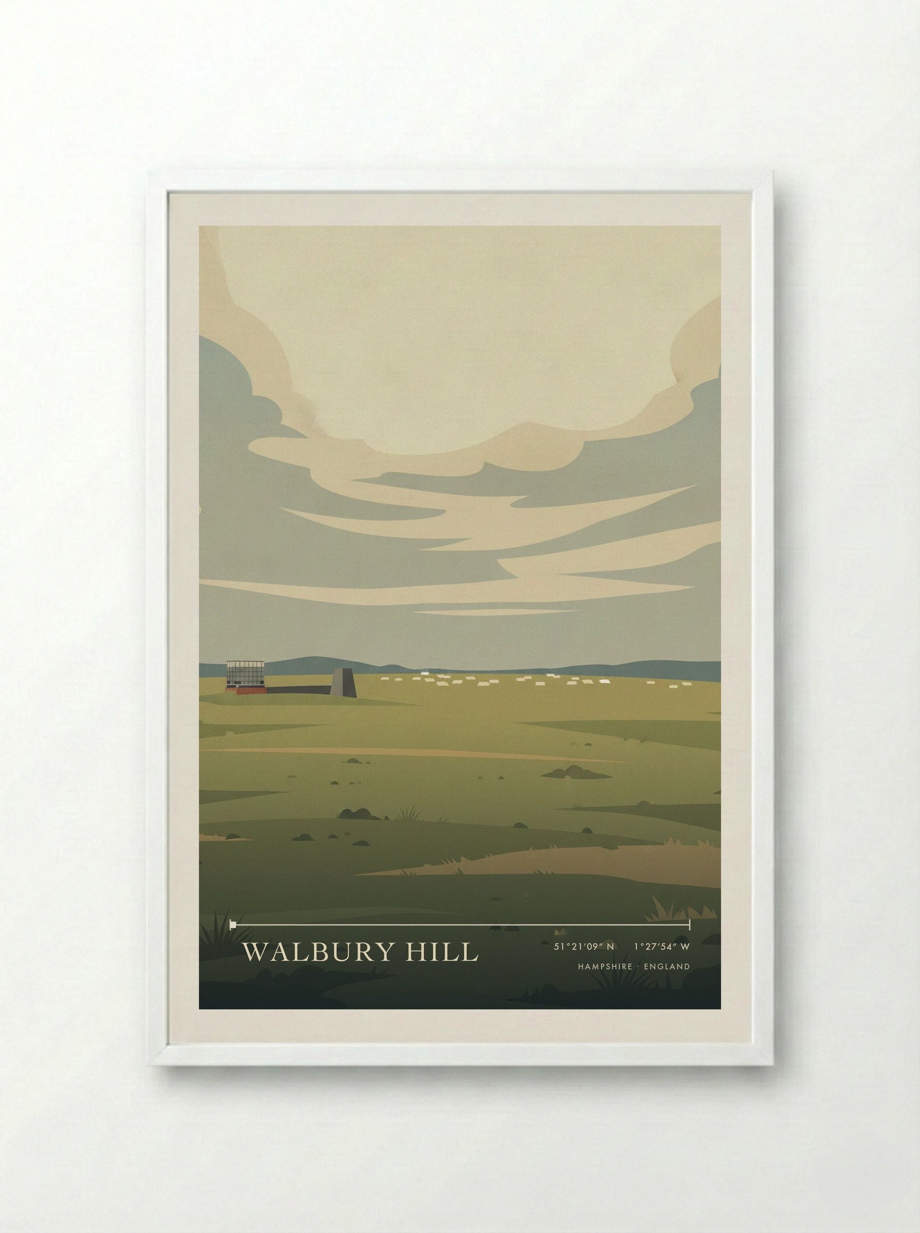 Walbury Hill Hampshire England Travel Poster - Framed Print White