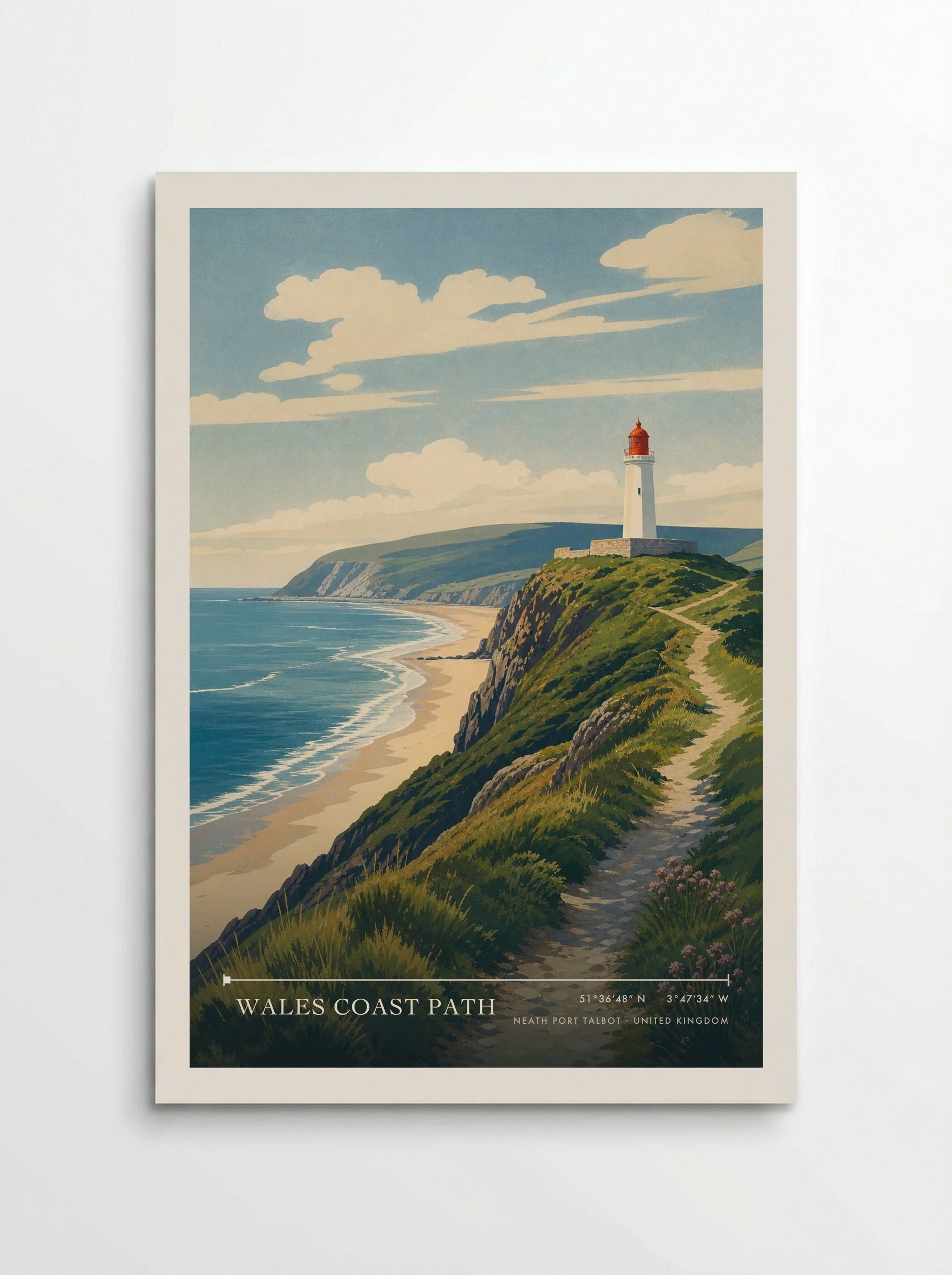 Wales Coast Path Neath Port Talbot United Kingdom Travel Poster - Poster