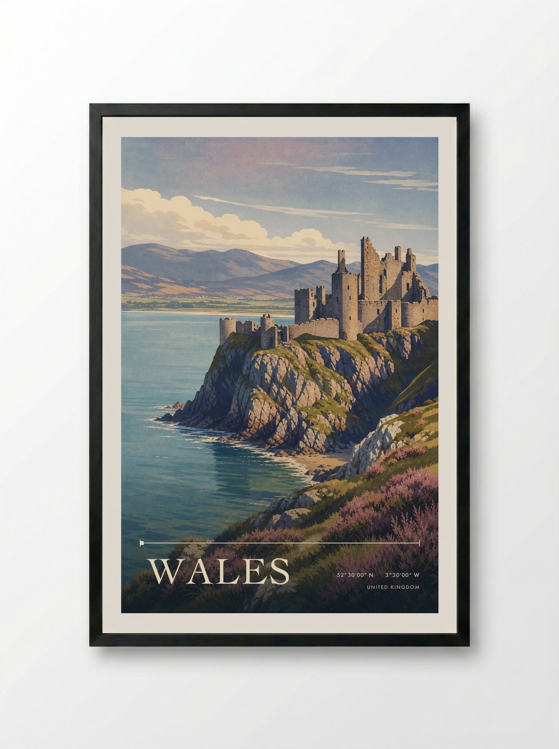 Wales United Kingdom Travel Poster - Framed Print Black