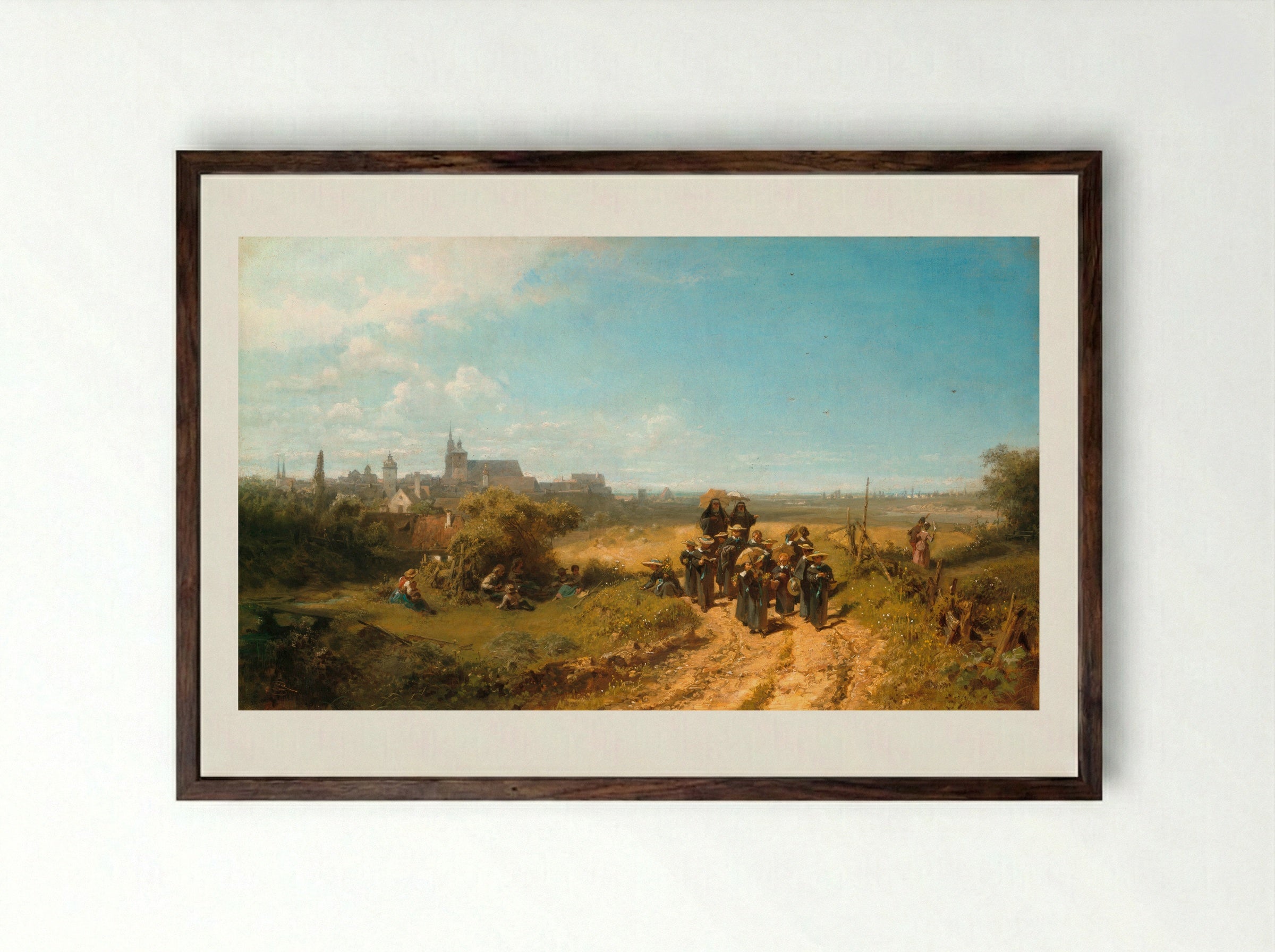 Walk With the Institute - Carl Spitzweg - Framed Print Dark Wood