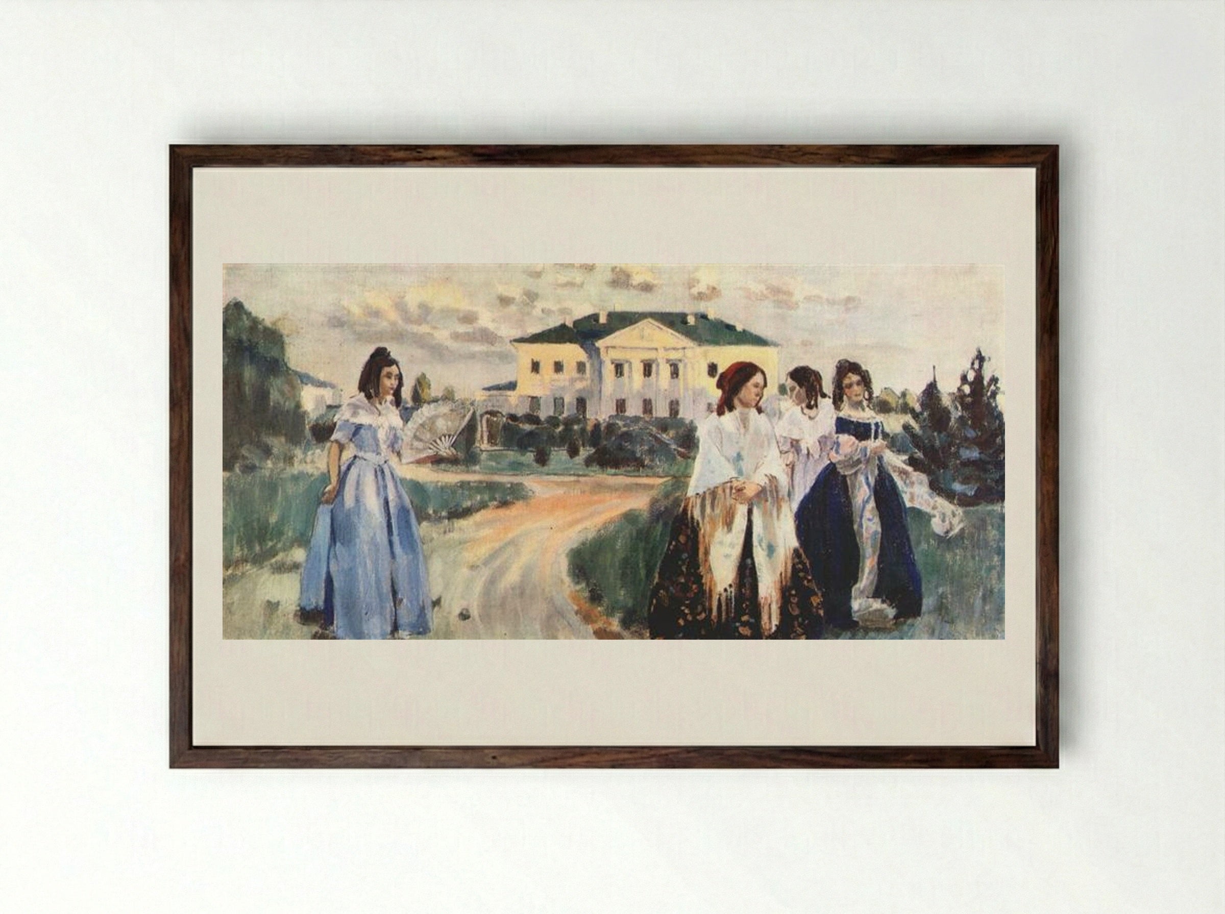 Walk at Sunset - Victor Borisov-Musatov - Framed Print Dark Wood
