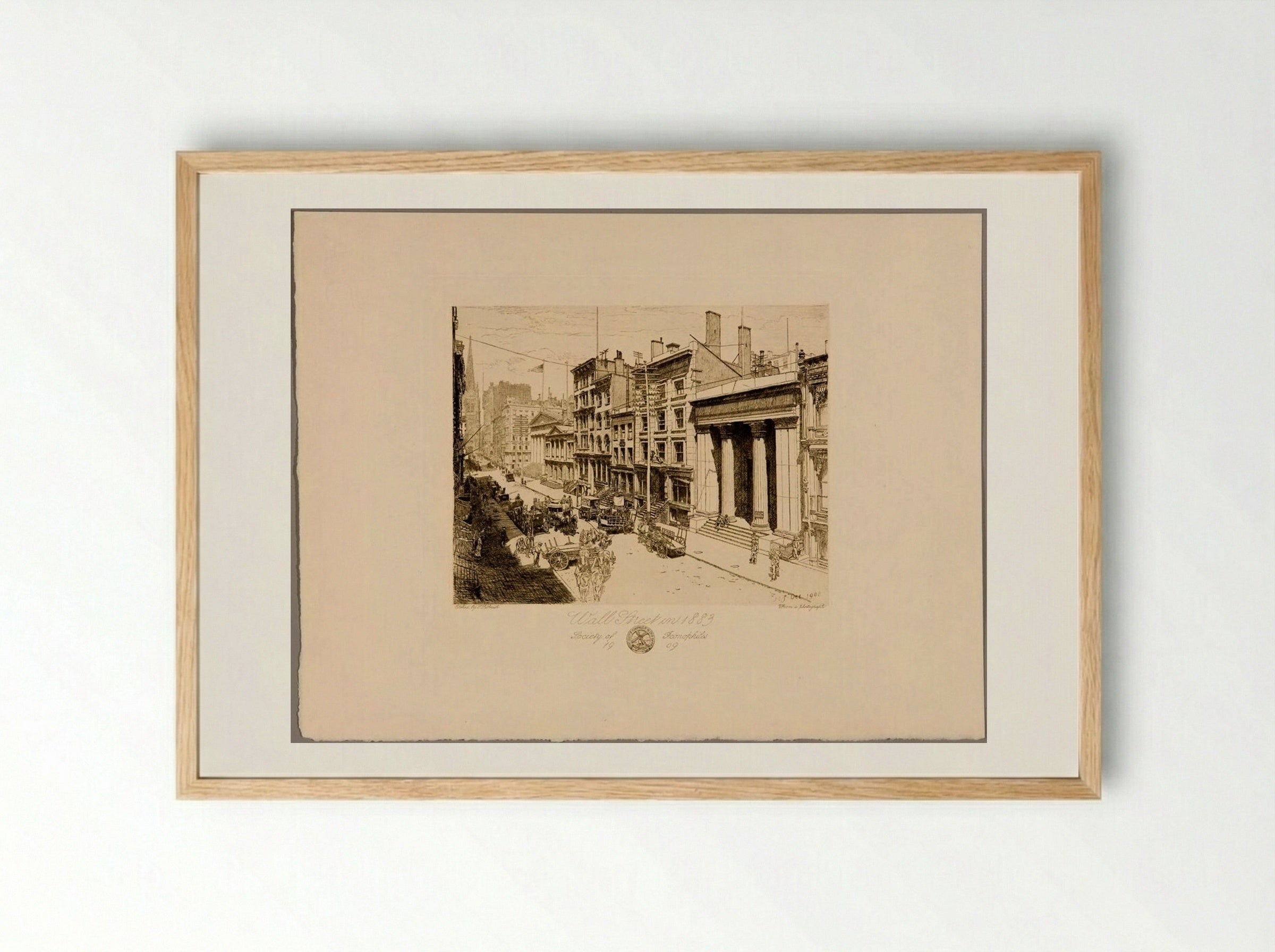 Wall Street in 1883 - Sidney L. Smith - Framed Print Wood
