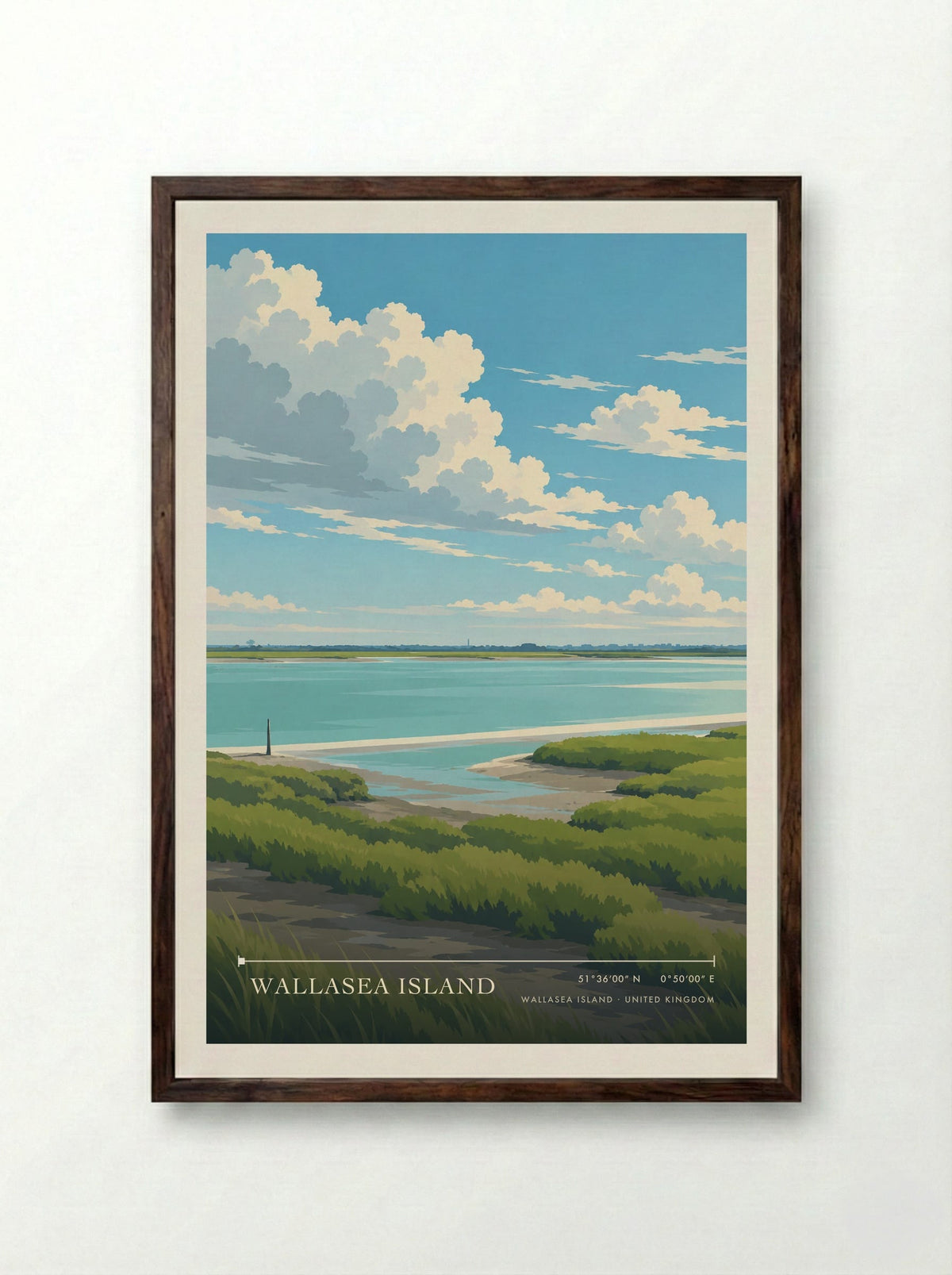 Wallasea Island | Travel Poster - Framed Print Dark Wood