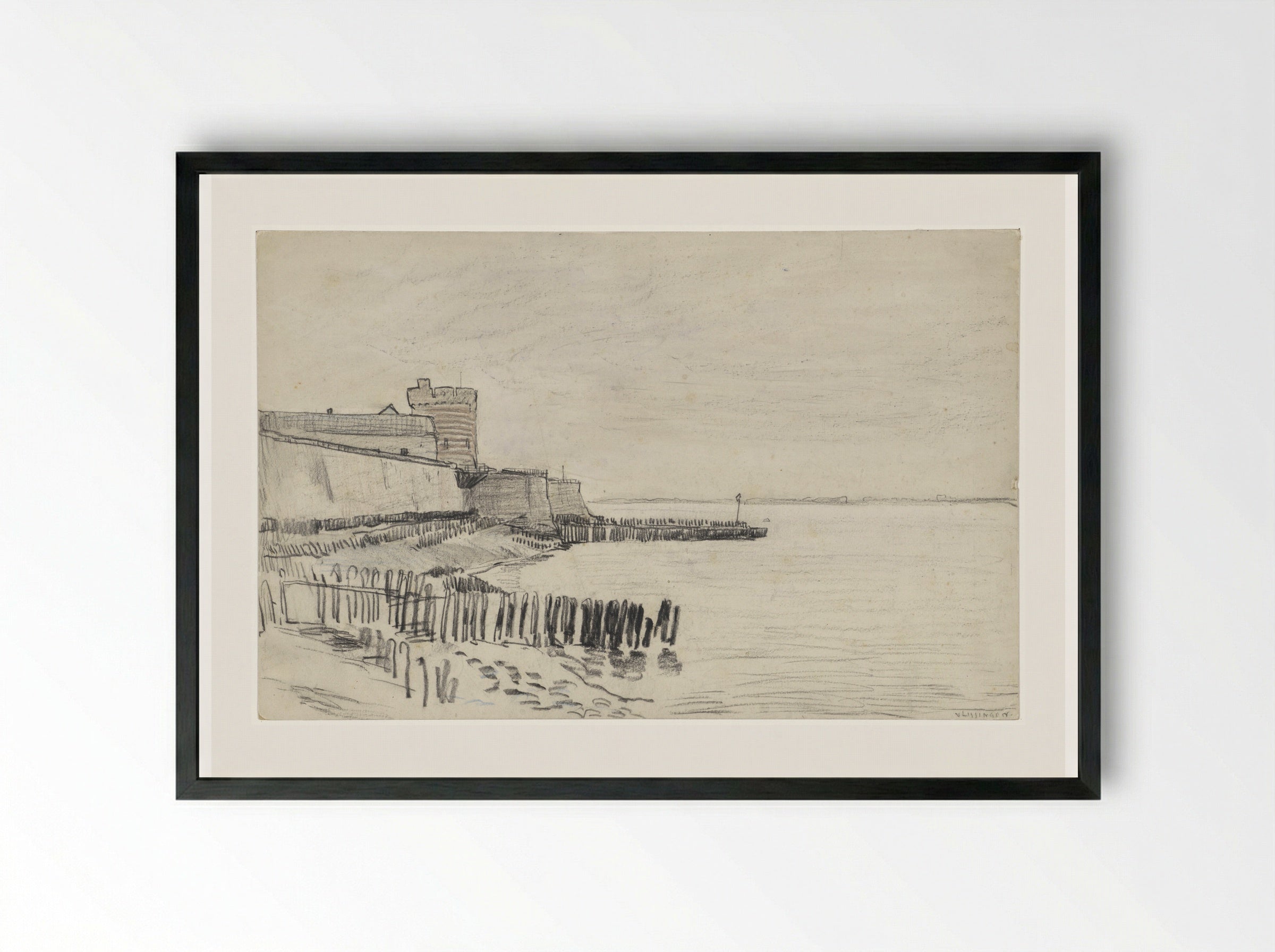 Wallen te Vlissingen - Adolf le Comte - Framed Print Black