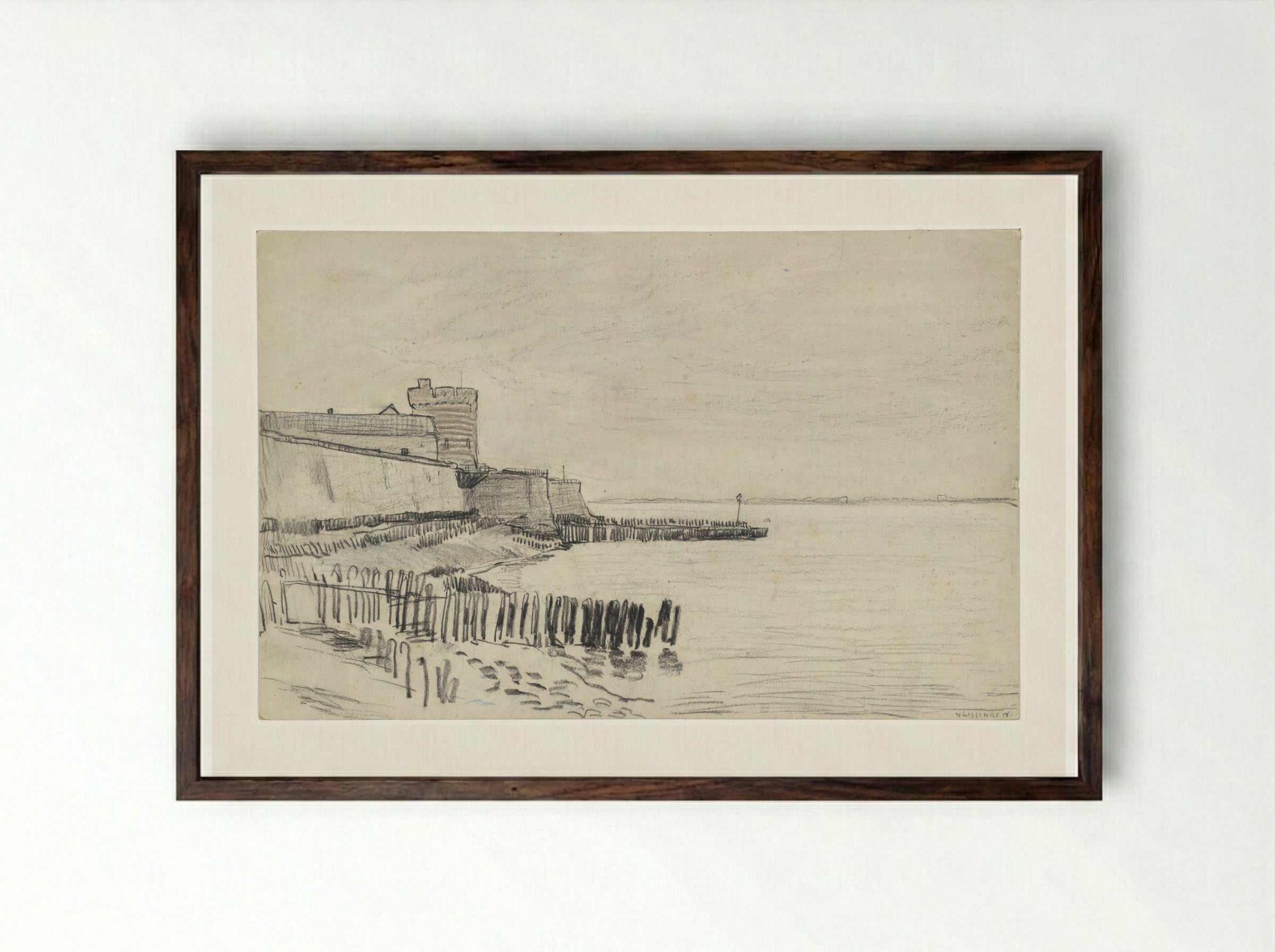 Wallen te Vlissingen - Adolf le Comte - Framed Print Dark Wood