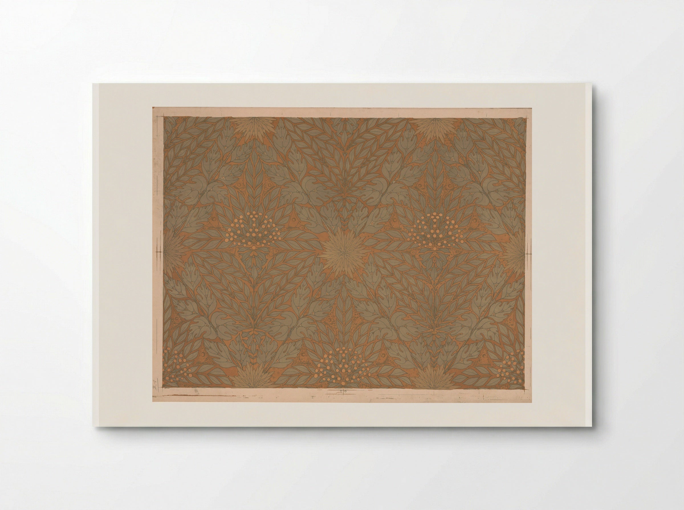 Wallpaper with Branches, Berries and Butterfly - Theo Nieuwenhuis - Poster