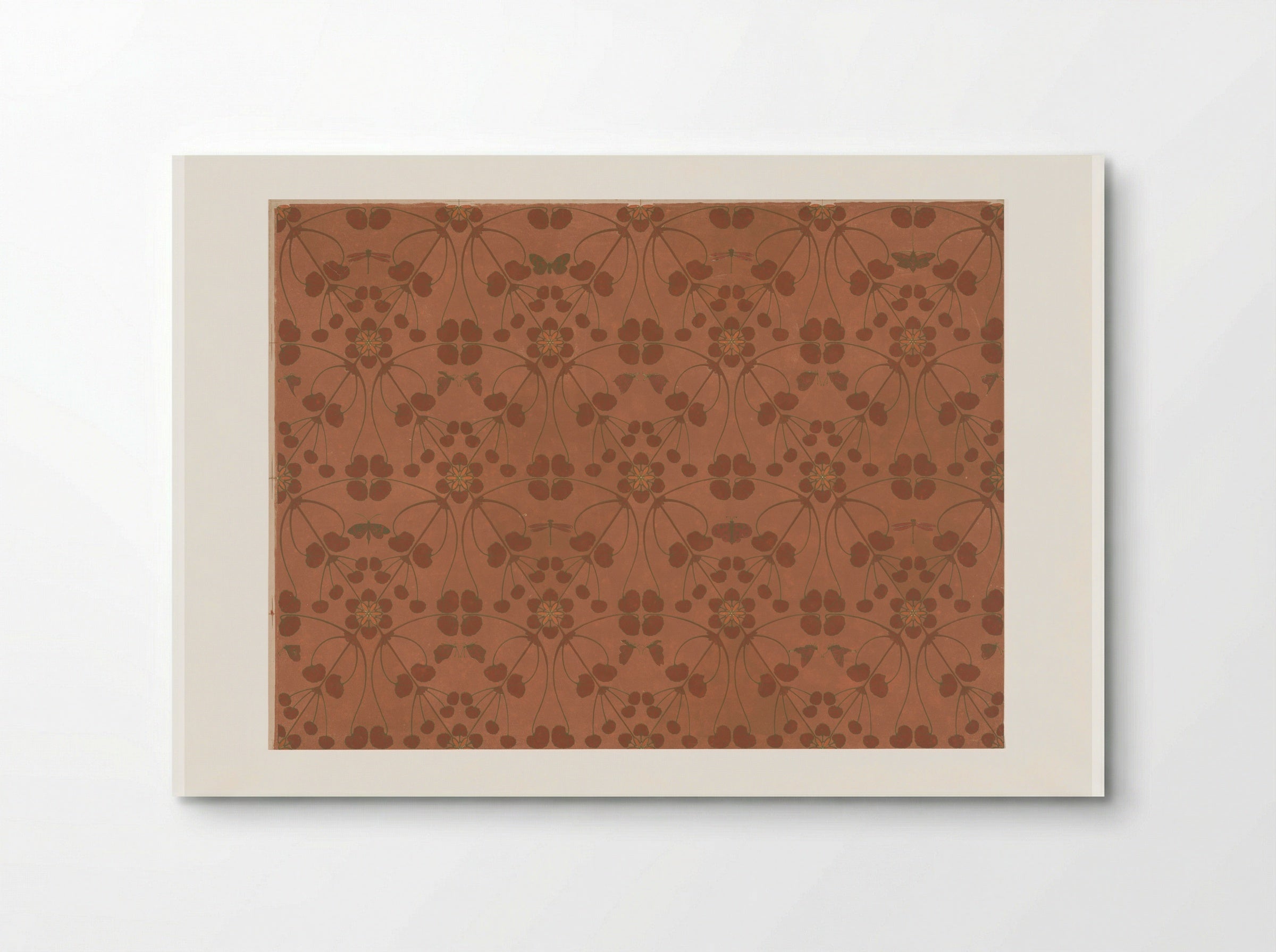 Wallpaper with Small Leaves, Butterflies and Dragonflies - Theo Nieuwenhuis - Poster