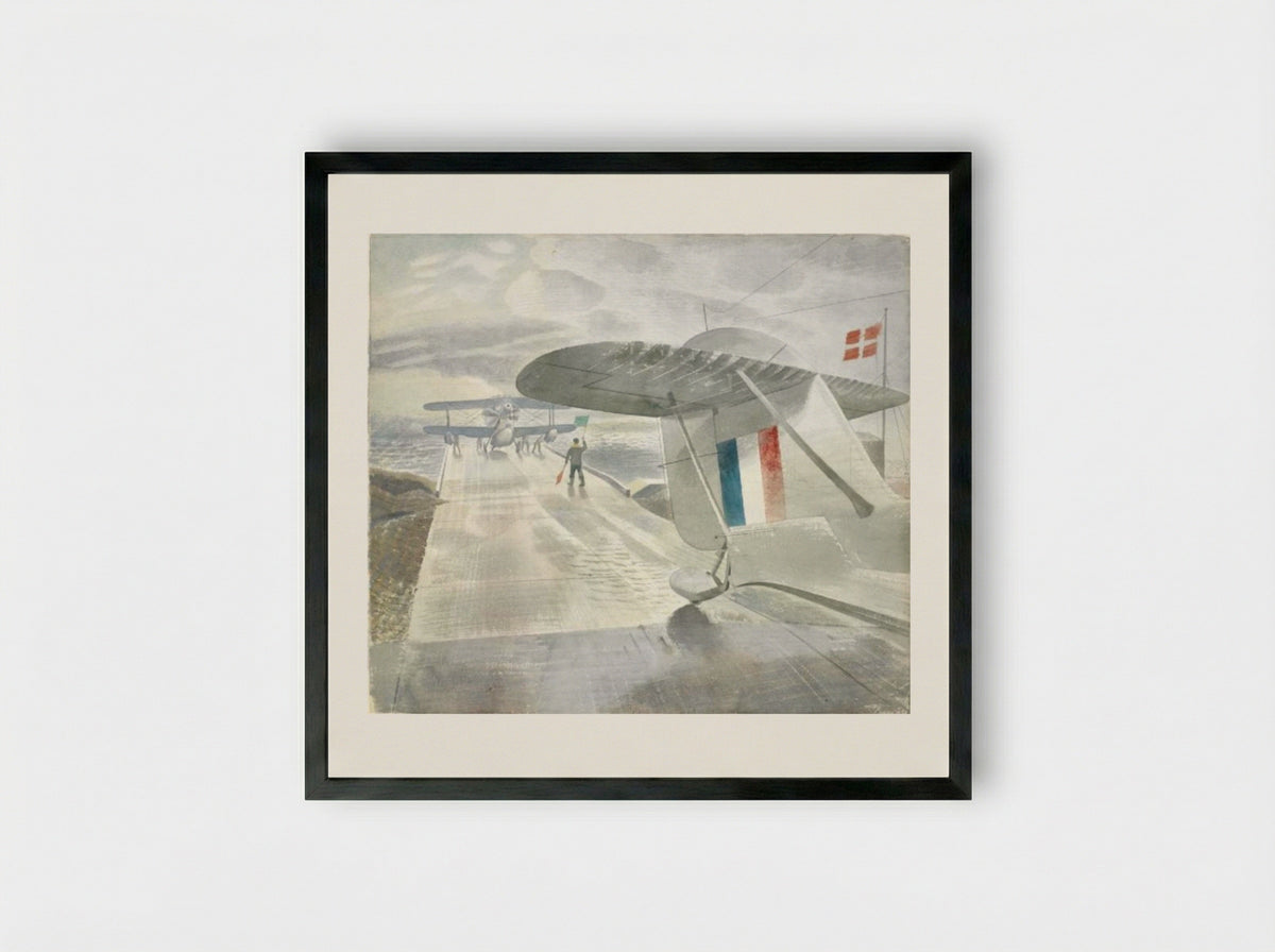 Walrus Aircraft on the Slipway - Eric Ravilious - Framed Print Black