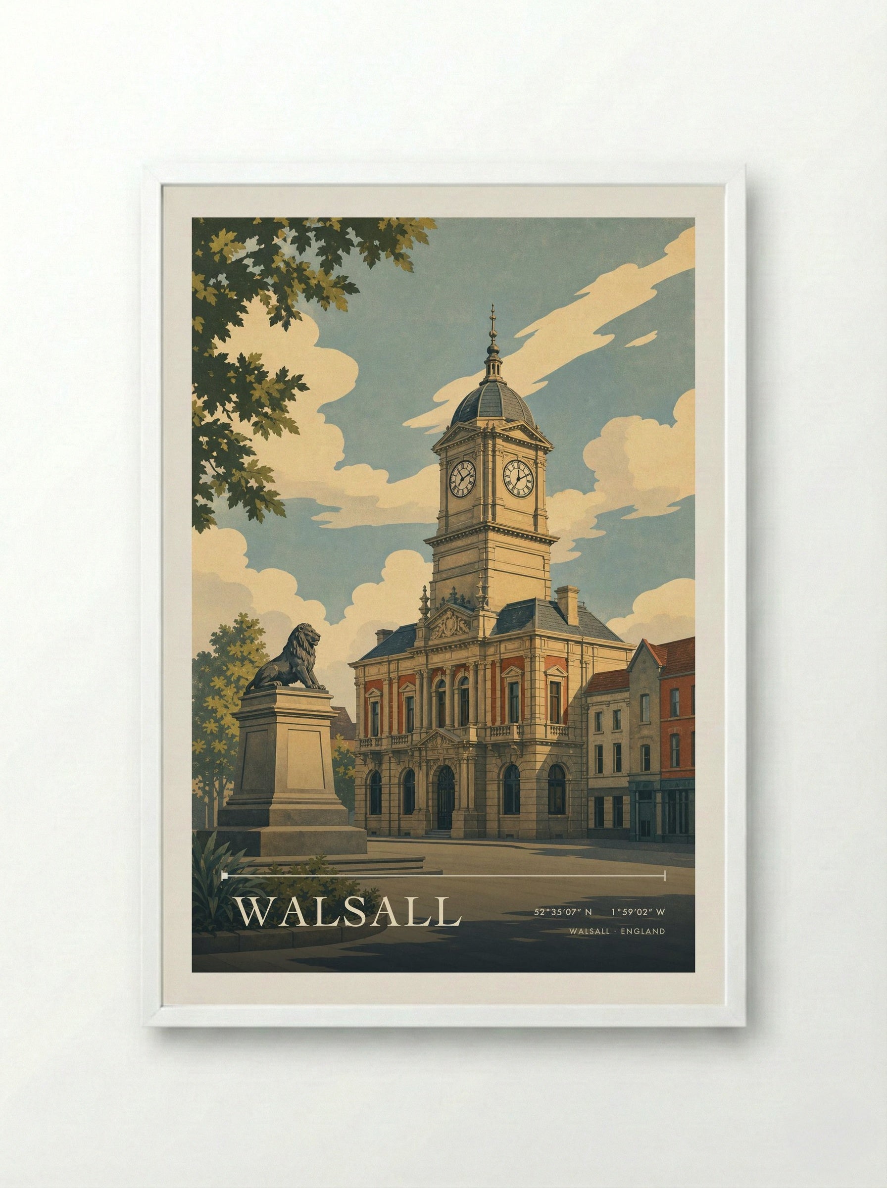Walsall England Travel Poster - Framed Print White