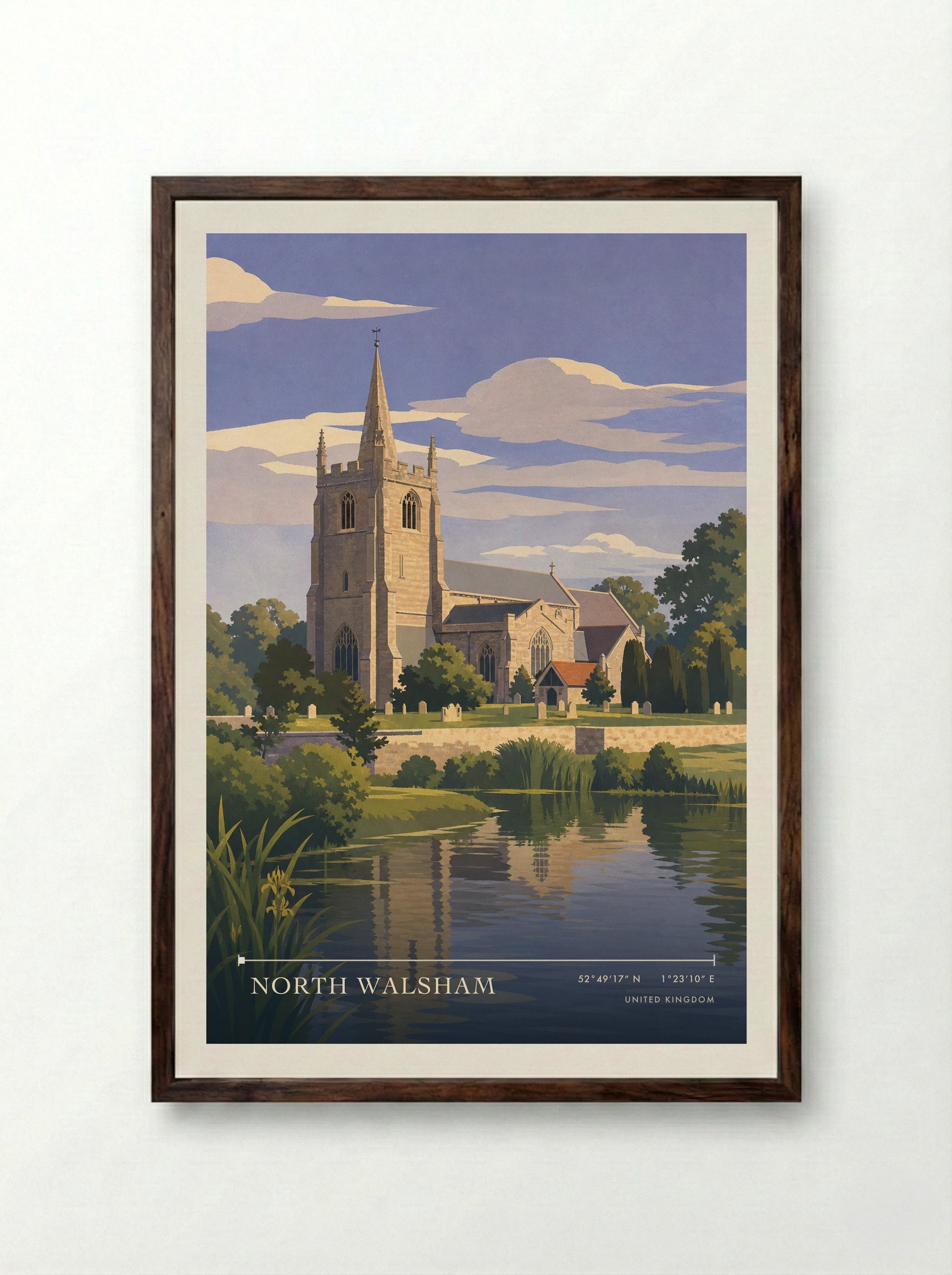 Walsham United Kingdom Travel Poster - Framed Print Dark Wood