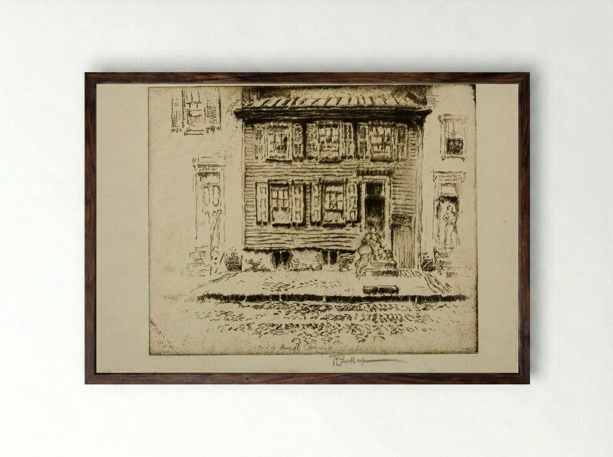 Walt Whitman's House, Camden, New Jersey - Joseph Pennell - Framed Print Dark Wood