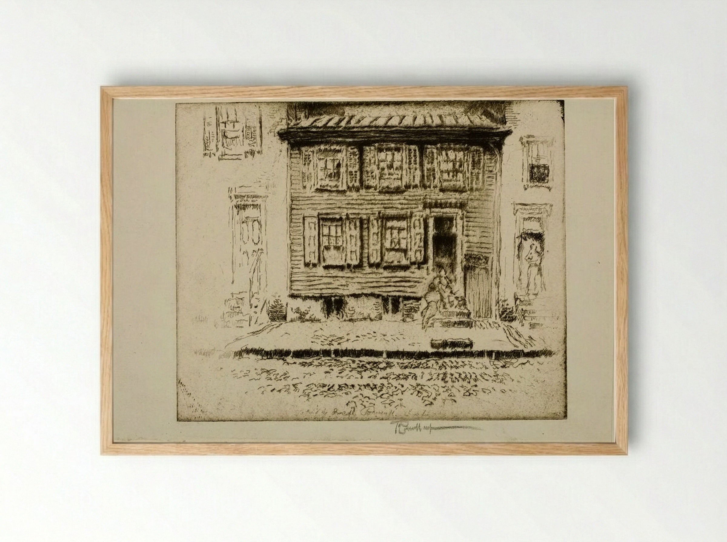Walt Whitman's House, Camden, New Jersey - Joseph Pennell - Framed Print Wood
