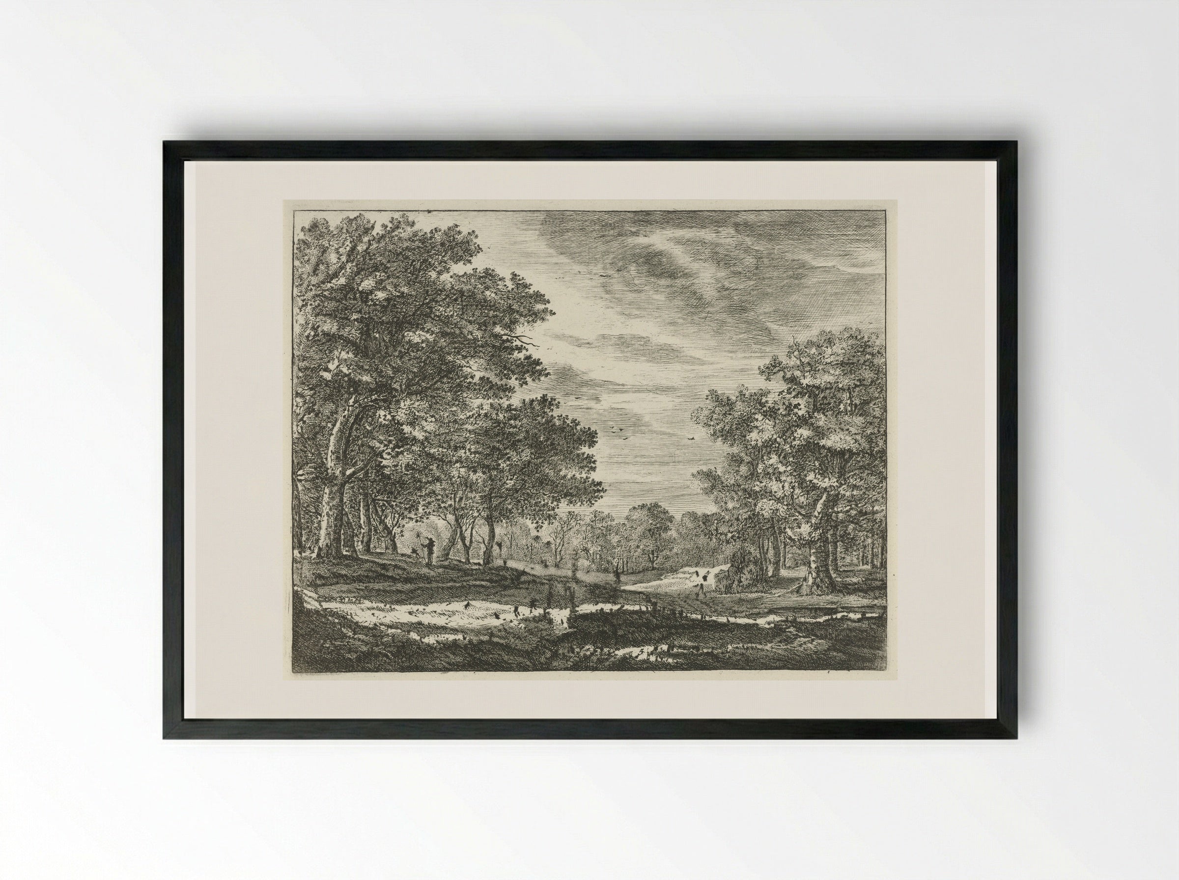 Wandelaar in het Haagse Bos - Roelant Roghman - Framed Print Black