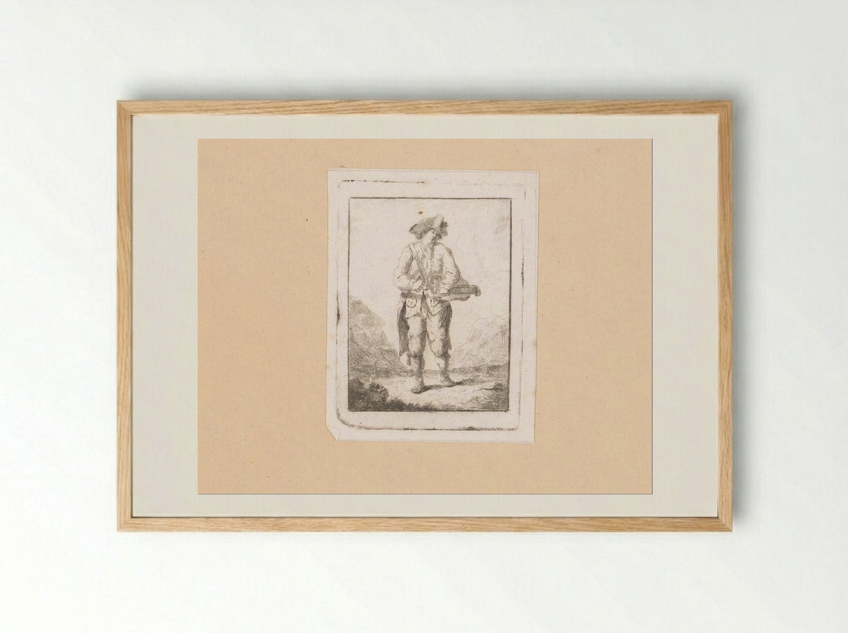 Wandelaar met muziekinstrument - Johann Friedrich Morgenstern - Framed Print Wood