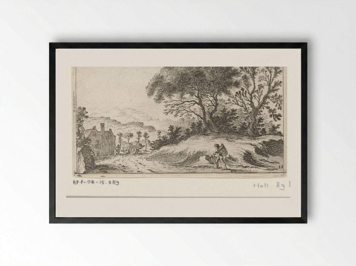 Wandelaar onderweg (Walker on the Road) - Gillis van Scheyndel (I) - Framed Print Black