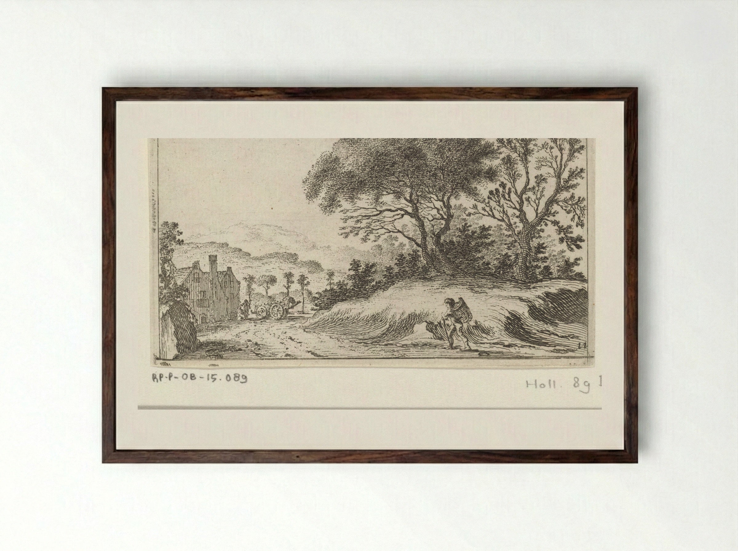 Wandelaar onderweg (Walker on the Road) - Gillis van Scheyndel (I) - Framed Print Dark Wood