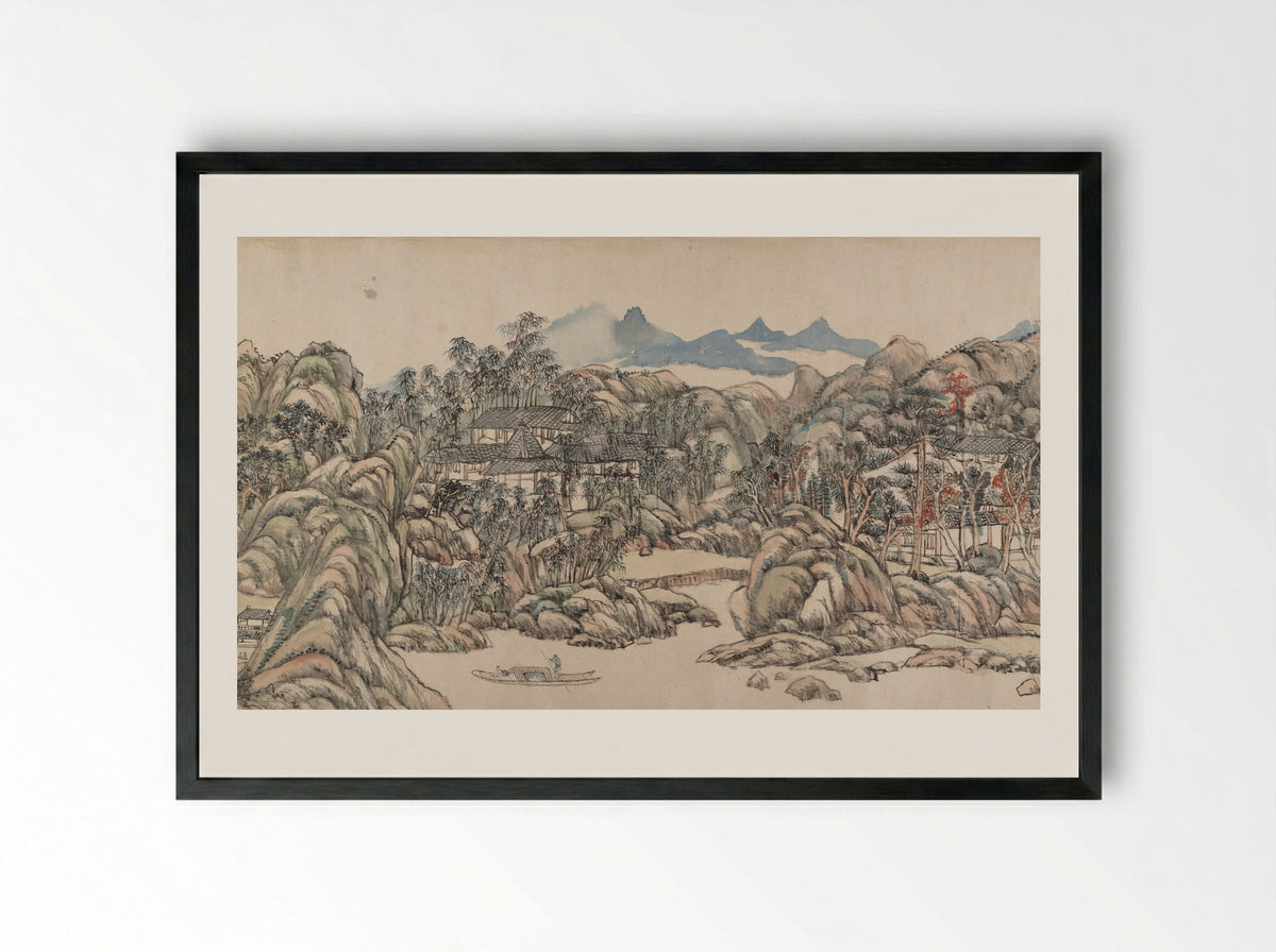 Wangchuan Villa - Wang Yuanqi - Framed Print Black