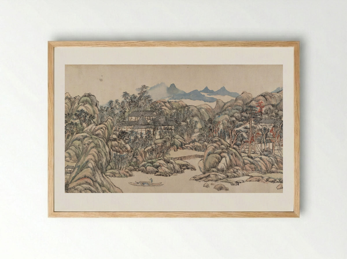 Wangchuan Villa - Wang Yuanqi - Framed Print Wood