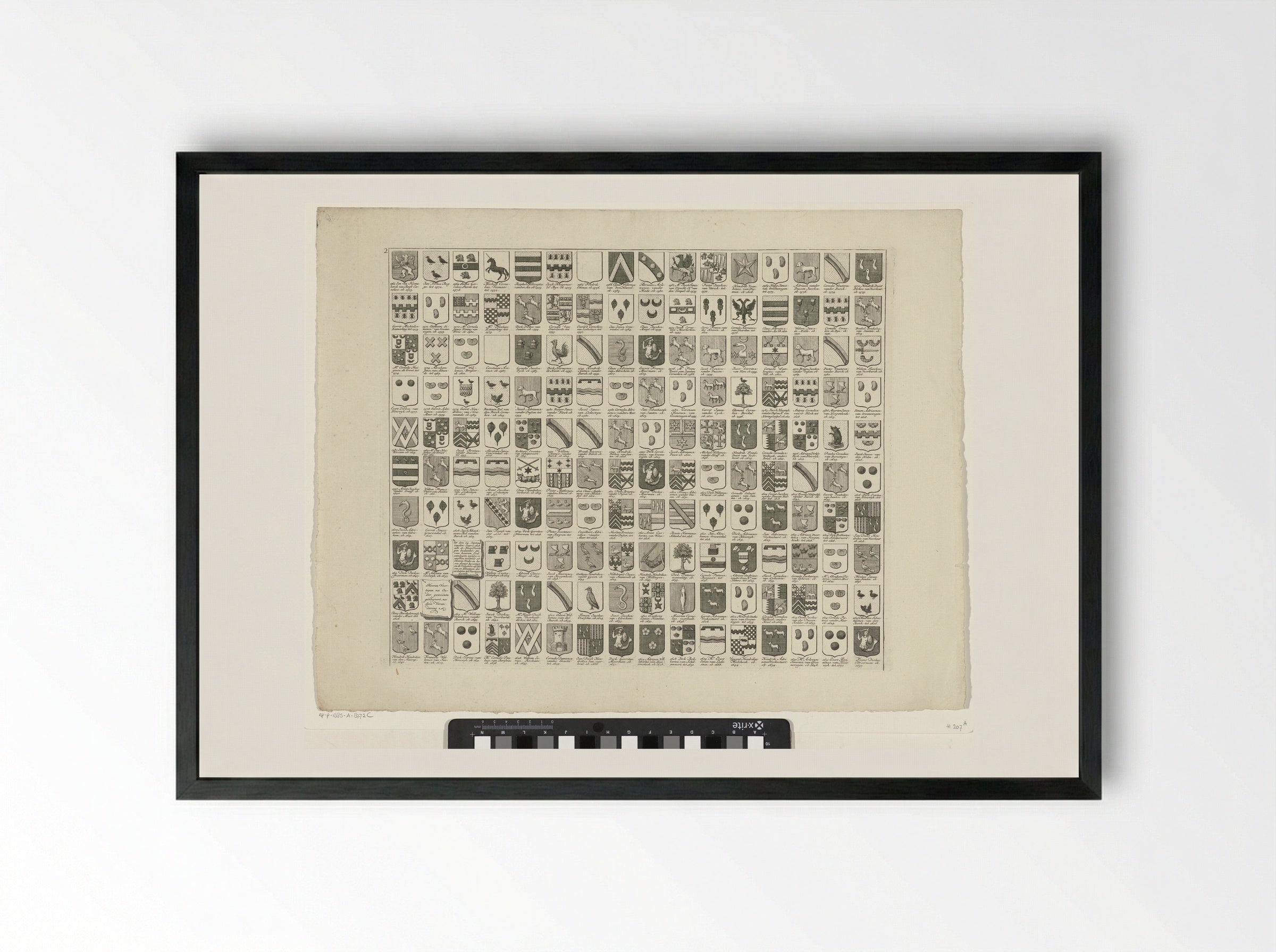 Wapenkaart met de wapens en namen van de Heren Veertigen van Delft, 2 - Hendrik de Leth - Framed Print Black