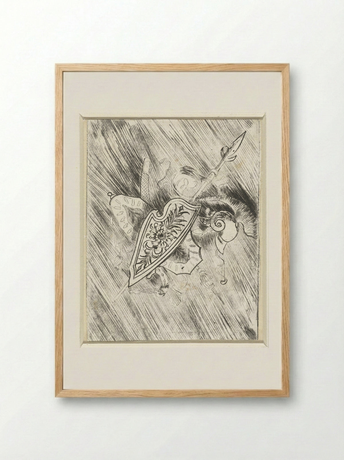 Wapentrofeeën waaronder schilden en speer en helm - Meester van 1515 - Framed Print Wood