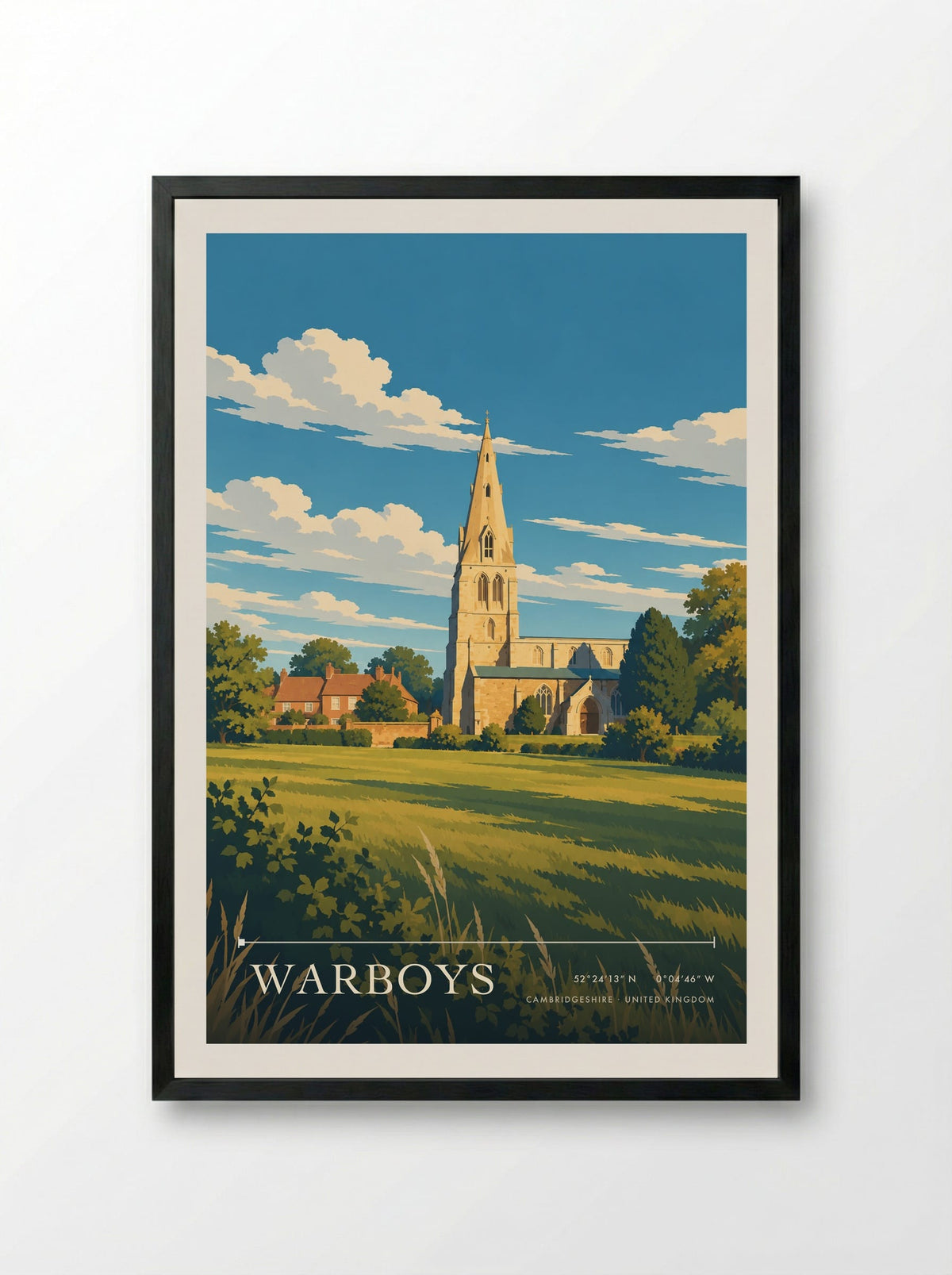 Warboys, Cambridgeshire | Travel Poster - Framed Print Black