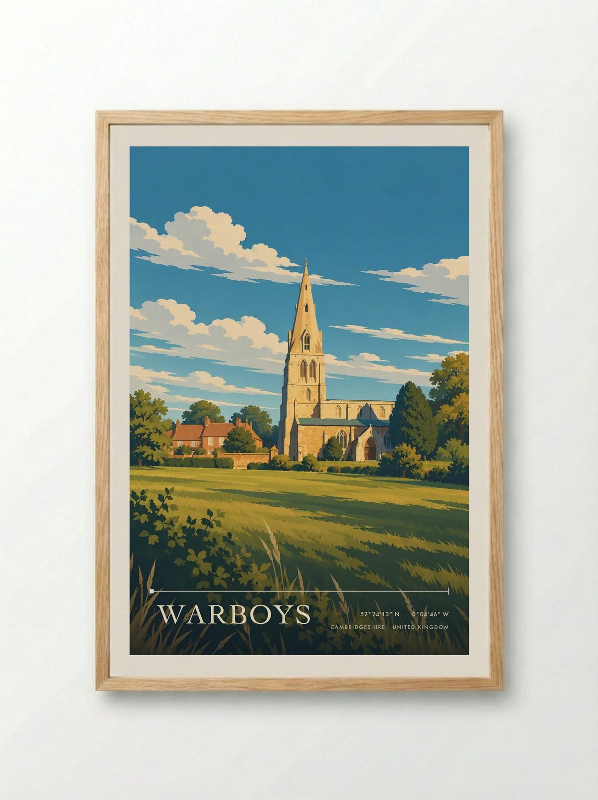 Warboys, Cambridgeshire | Travel Poster - Framed Print Wood